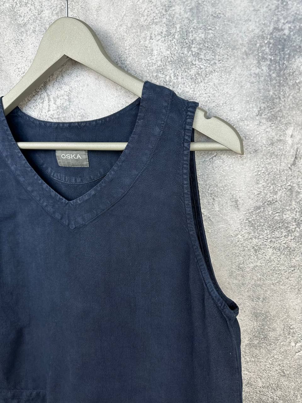 OSKA OSKA 100% Linen Crop Top Navy Faded Tank Vintage Size M / US 6-8 / IT 42-44 - 5 Thumbnail