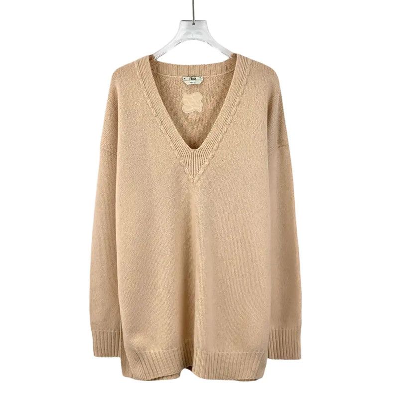 Fendi Fendi Beige Cashmere Knit Sweater 0089 Size M / US 6-8 / IT 42-44 - 1 Thumbnail