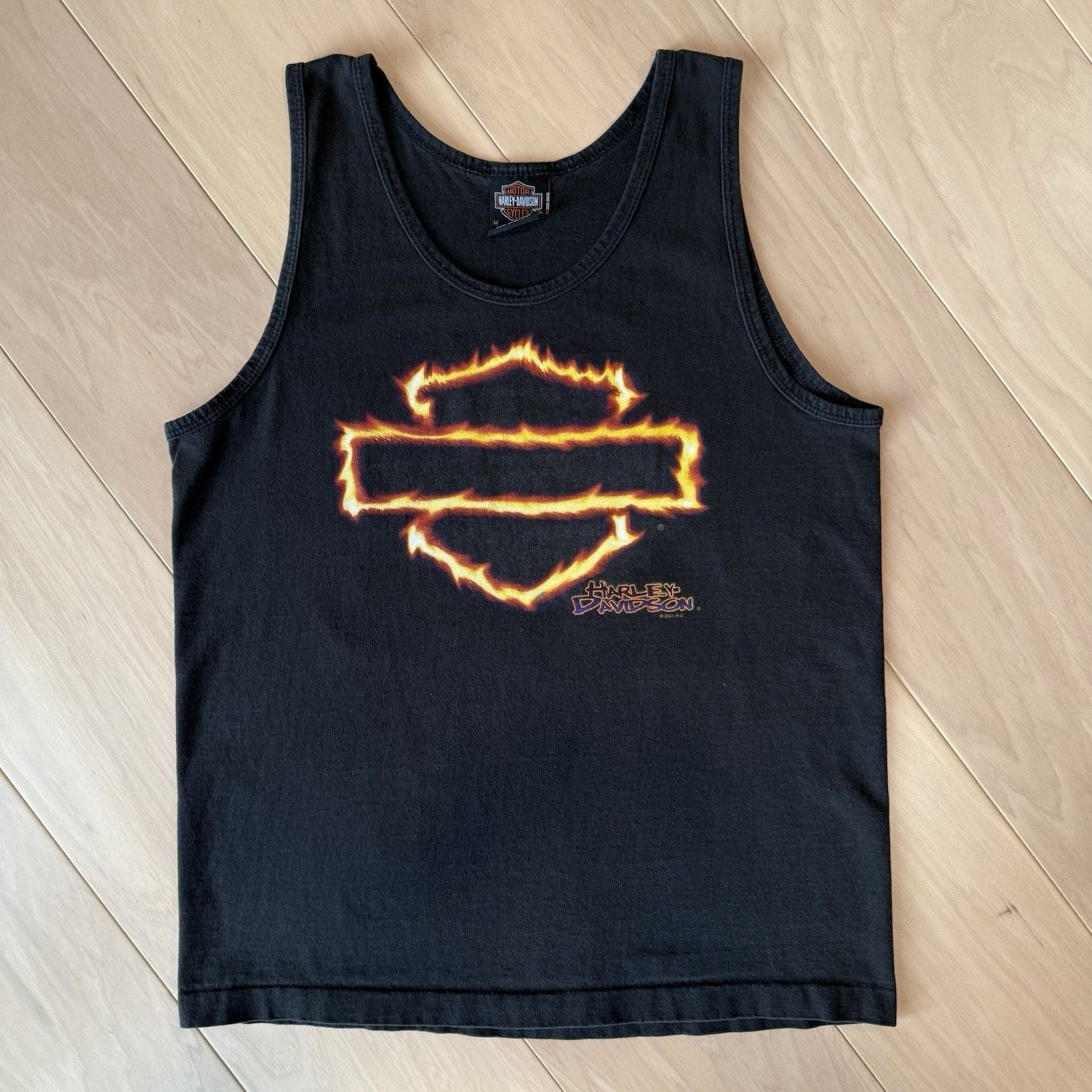 Harley Davidson × Vintage Vintage Harley Davidson Tank Top M Black Flames Motorcycles Size US M / EU 48-50 / 2 - 2 Thumbnail