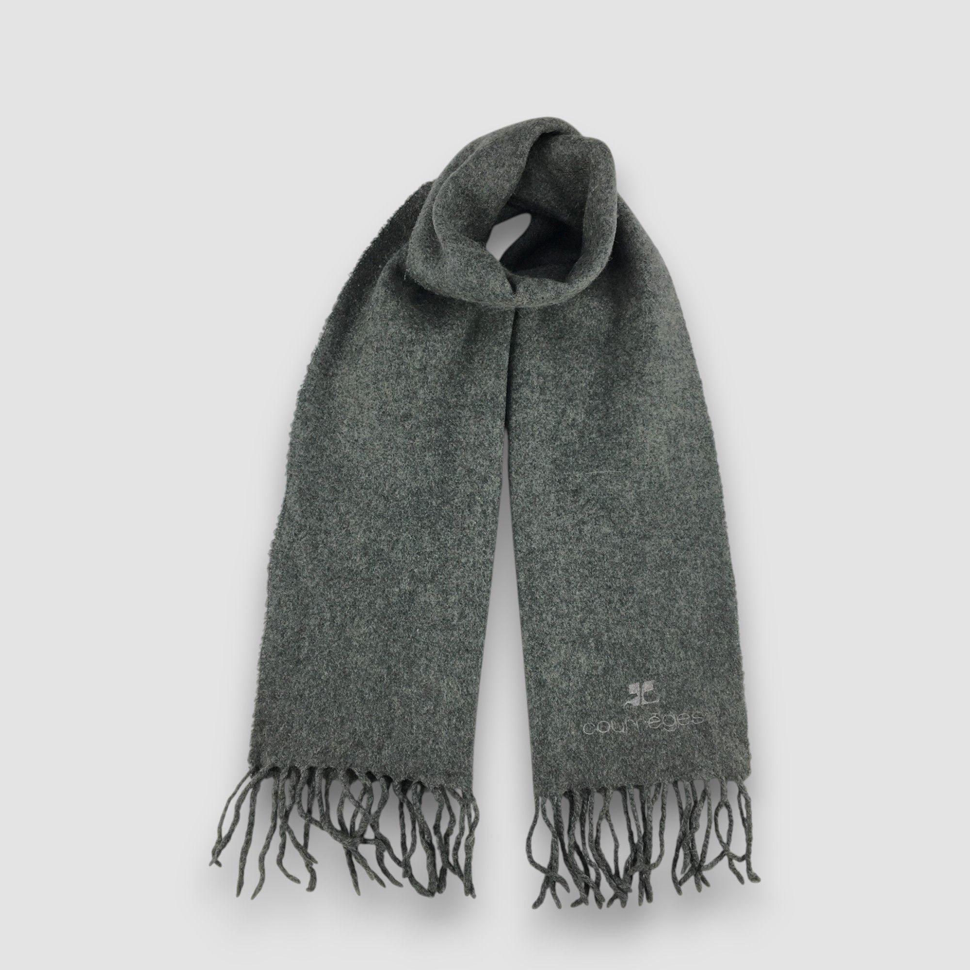 Courreges Vintage Y2K Courreges Scarf Muffler Fringe Wool Scarves Size ONE SIZE - 1 Thumbnail