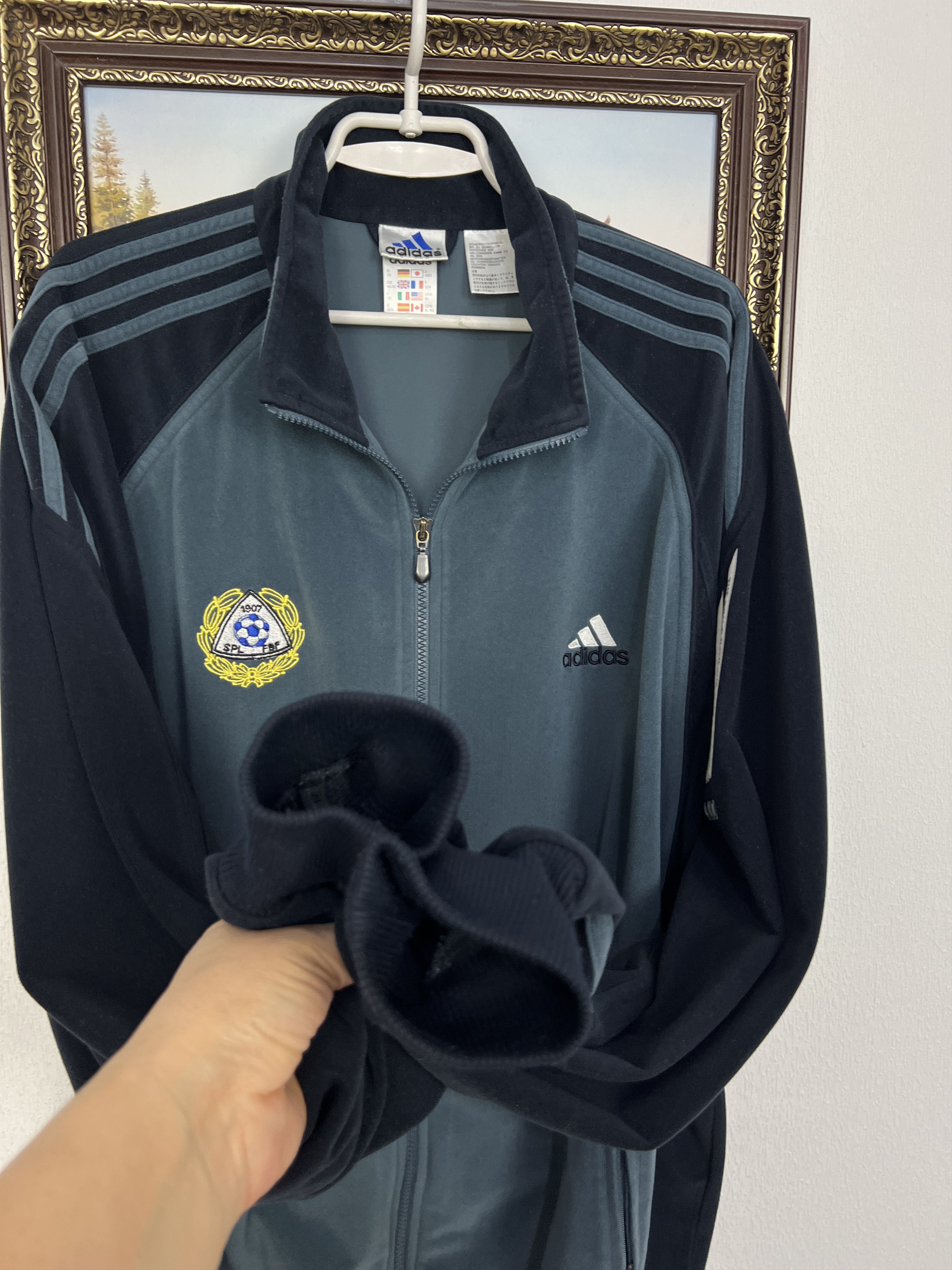Adidas Vintage Finland Football Velvet Train Suit Jacket Pants Set Size US XL / EU 56 / 4 - 5 Thumbnail