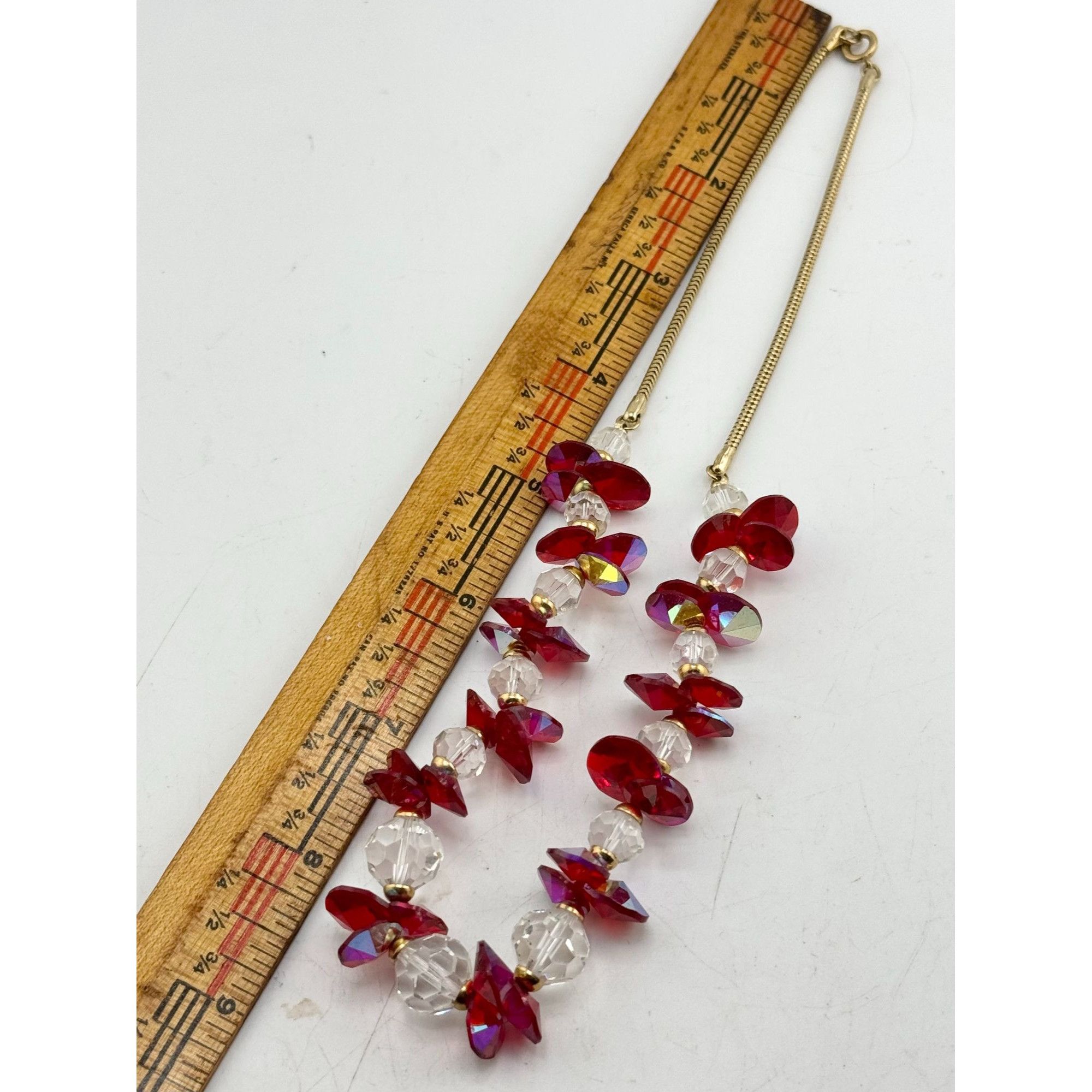 Vintage Vintage red crystal beaded collar necklace Size ONE SIZE - 4 Thumbnail