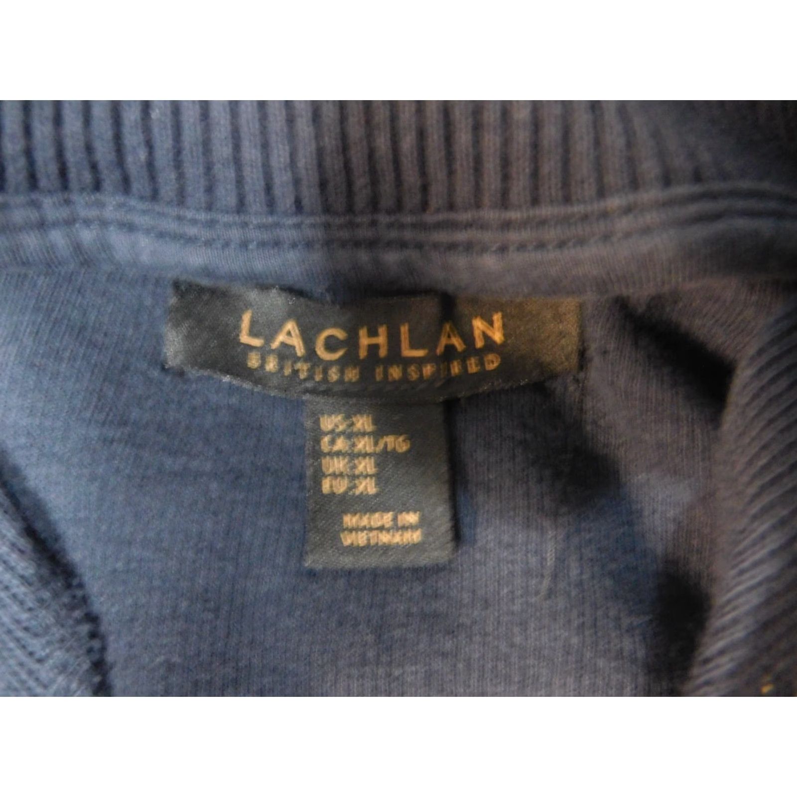 Vintage Lachlan Mens Sweater XL Blue Crew Neck Pullover Cable-Knit Stretch Quilted Long Sleeve Regular Knit Cotton 1/4 Zip Fall Walking Size US XL / EU 56 / 4 - 7 Thumbnail