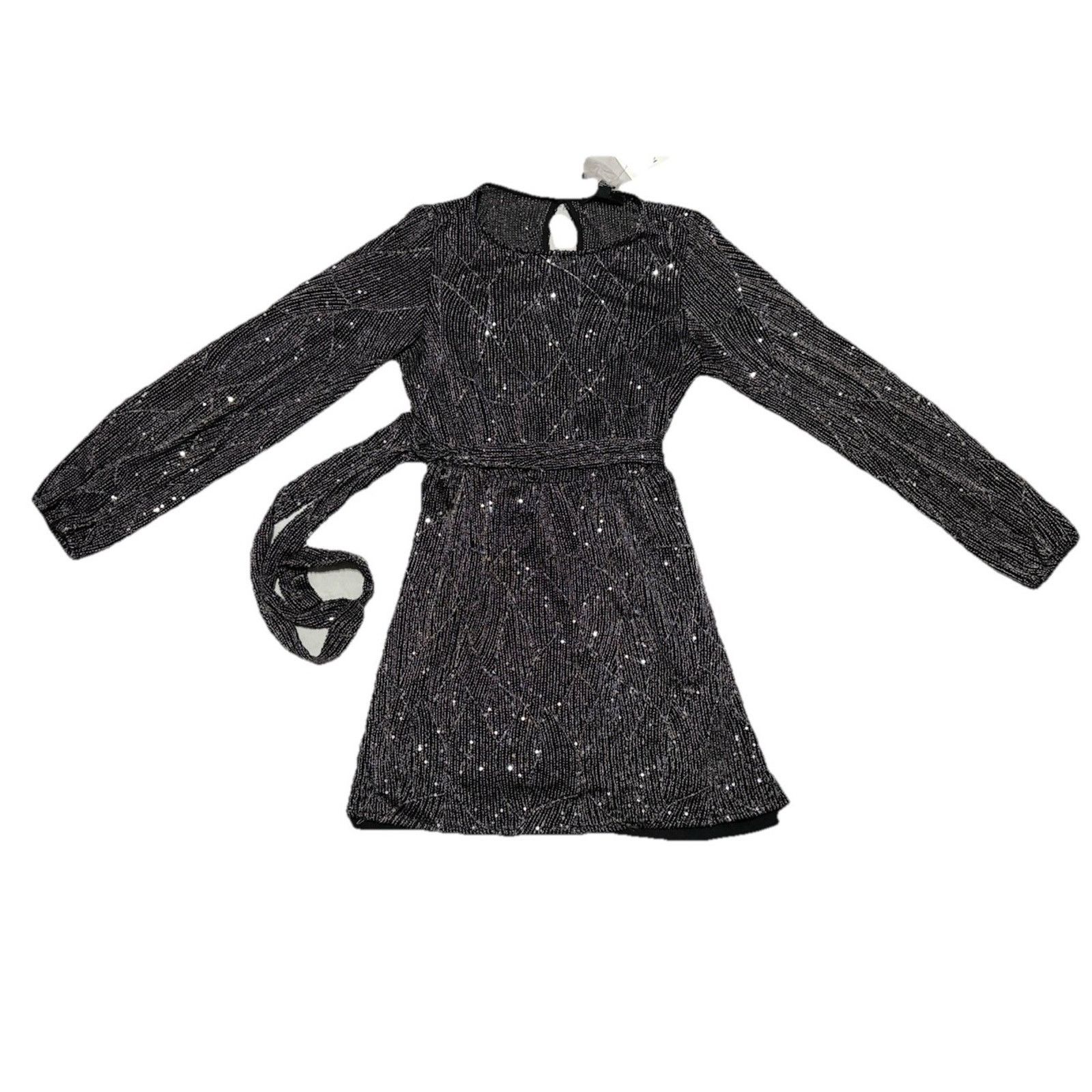 Forever 21 Forever 21 Womens Black Sequin Long Sleeve Mini Dress Size S Size S / US 4 / IT 40 - 2 Thumbnail