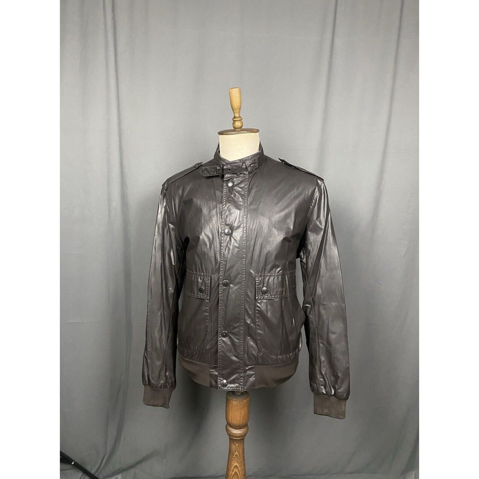 Barbour Barbour Carbon Finish Flyer Men's Brown High Neck Bomber Jac Size US L / EU 52-54 / 3 - 3 Thumbnail