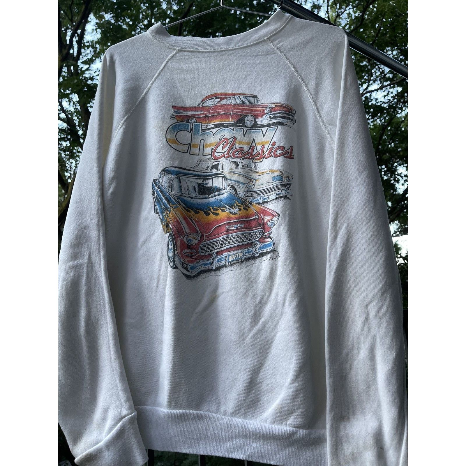 Vintage Vintage 80s Thrashed Faded Chevy Car Raglan Sweatshirt Size US L / EU 52-54 / 3 - 5 Thumbnail