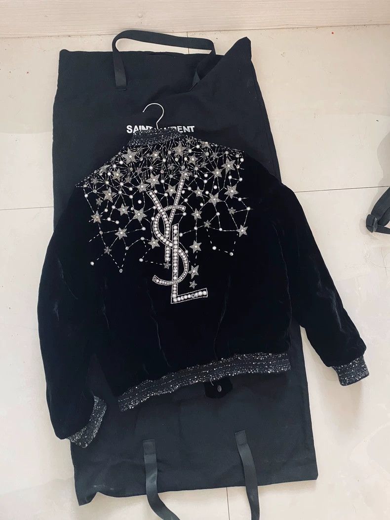 Yves Saint Laurent saint laurent 19 FW baby's breath velvet rhinestone basebal Size XS / US 0-2 / IT 36-38 - 6 Thumbnail