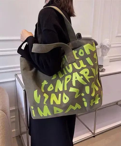 Japanese Brand Fashion graphic canvas tote bag shoulder bag Size ONE SIZE - 2 Thumbnail