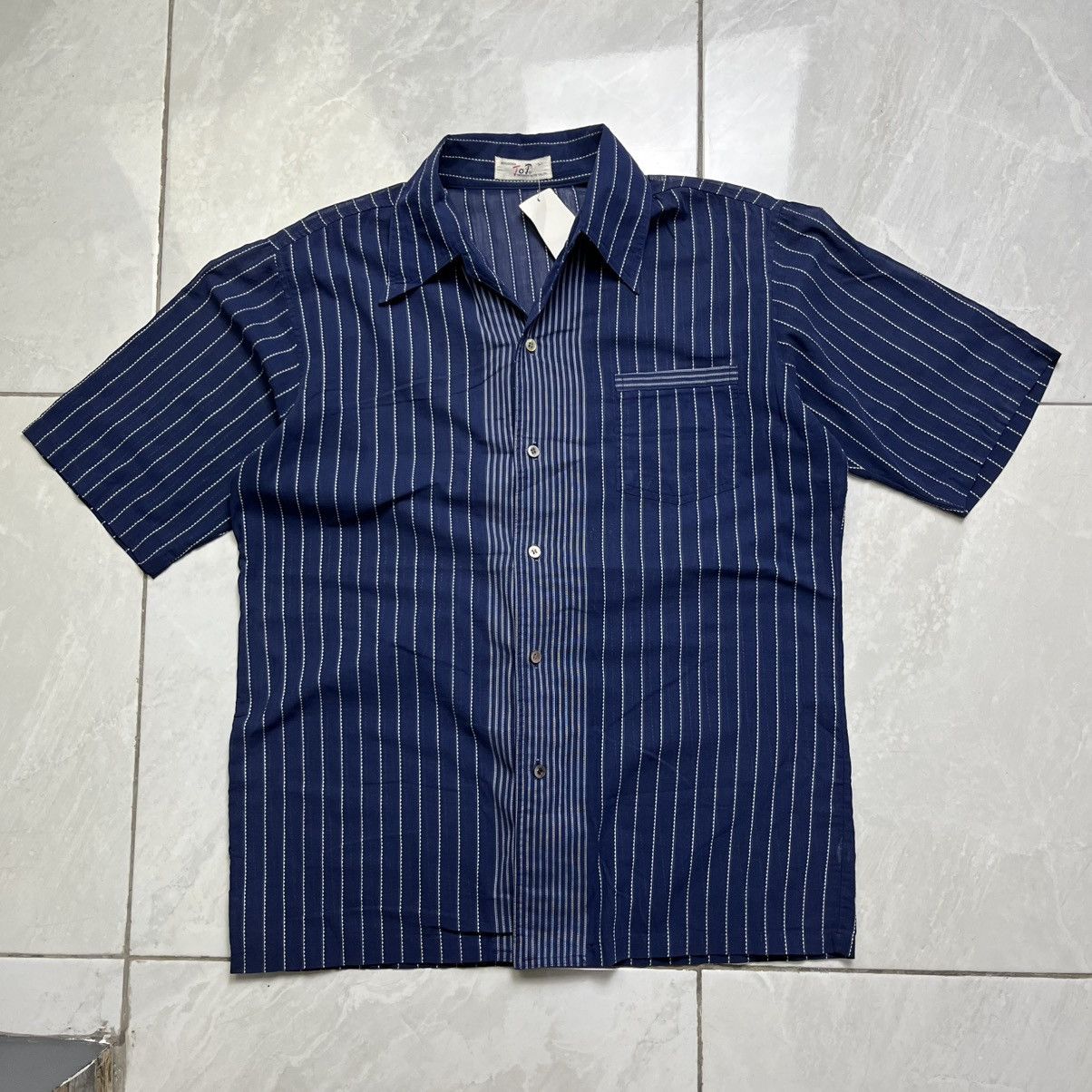 Vintage Topco navy inspired issey miyake short sleeve button shirt Size US L / EU 52-54 / 3 - 1 Thumbnail