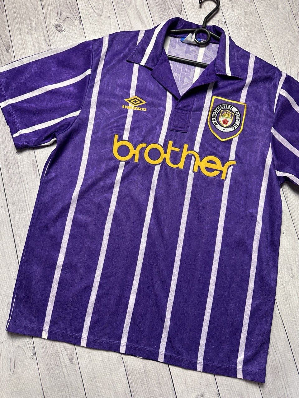 Vintage Vintage Manchester City soccer jersey rare away purple L Size US L / EU 52-54 / 3 - 6 Thumbnail