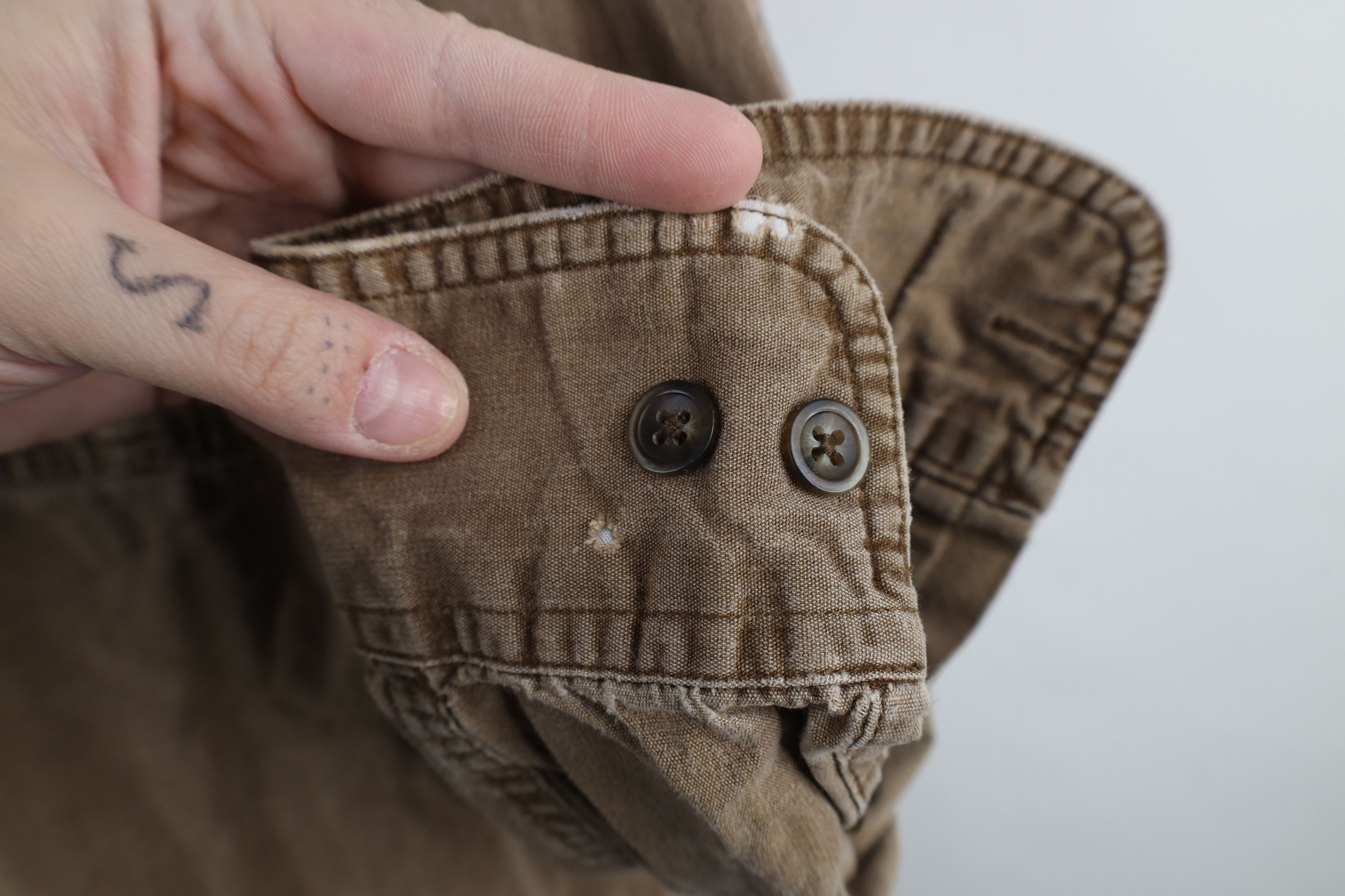 Vintage Vintage 90s Streetwear Stonewash Canvas Button Shirt Brown Size US XXL / EU 58 / 5 - 5 Thumbnail