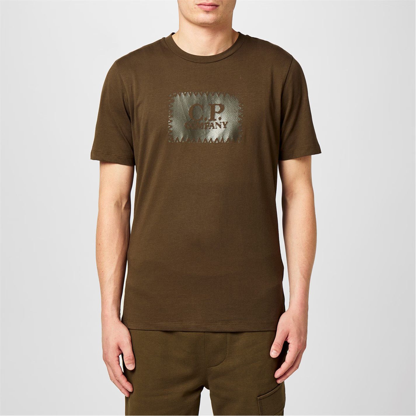 C.P. Company o1g2r1mq0426 Block Logo Regular Fit T-Shirt in Green Size US M / EU 48-50 / 2 - 3 Thumbnail