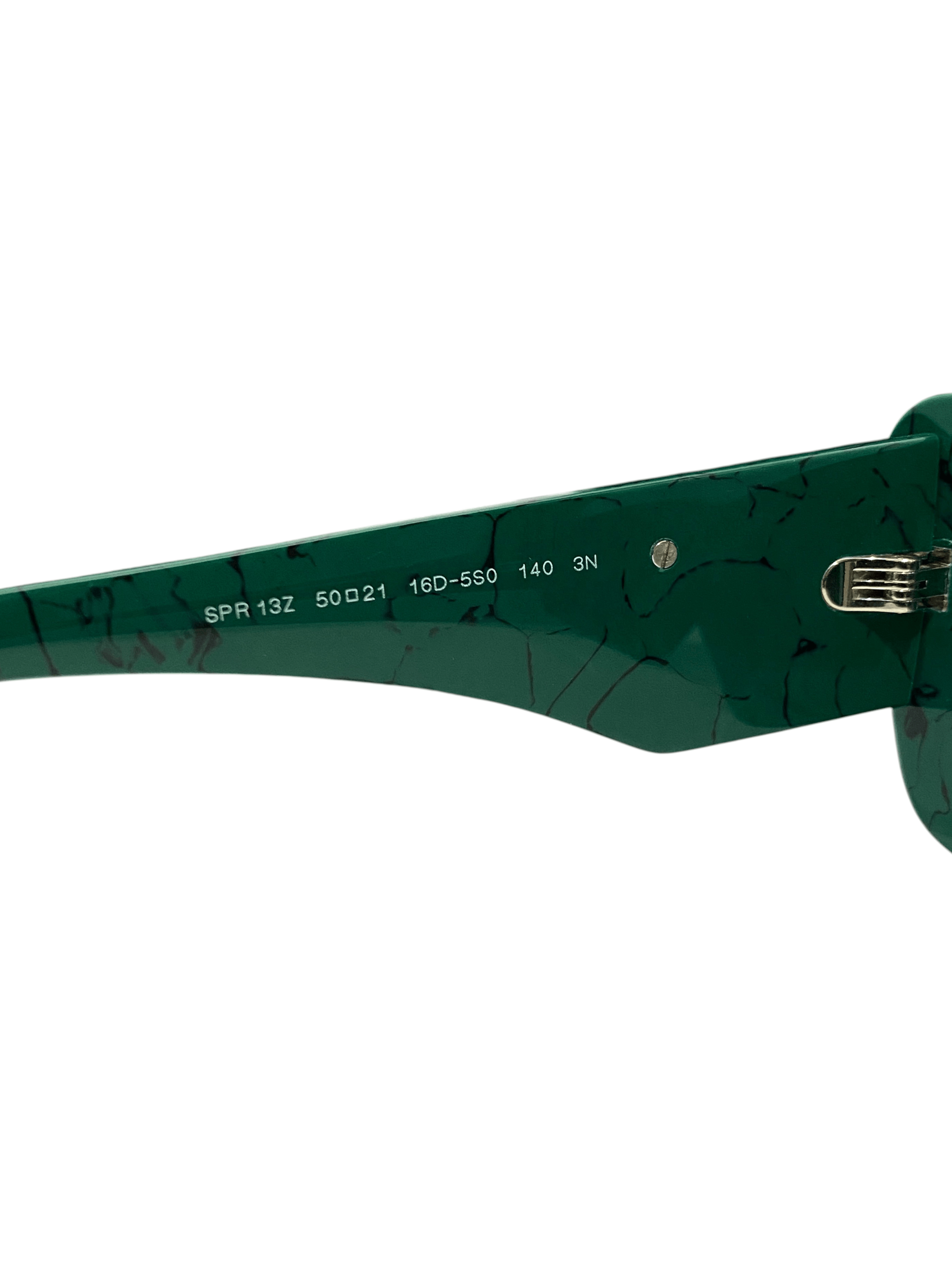 Prada Prada Triangle Logo Oversized Retro Symbol Green Sunglasses Size ONE SIZE - 12 Thumbnail