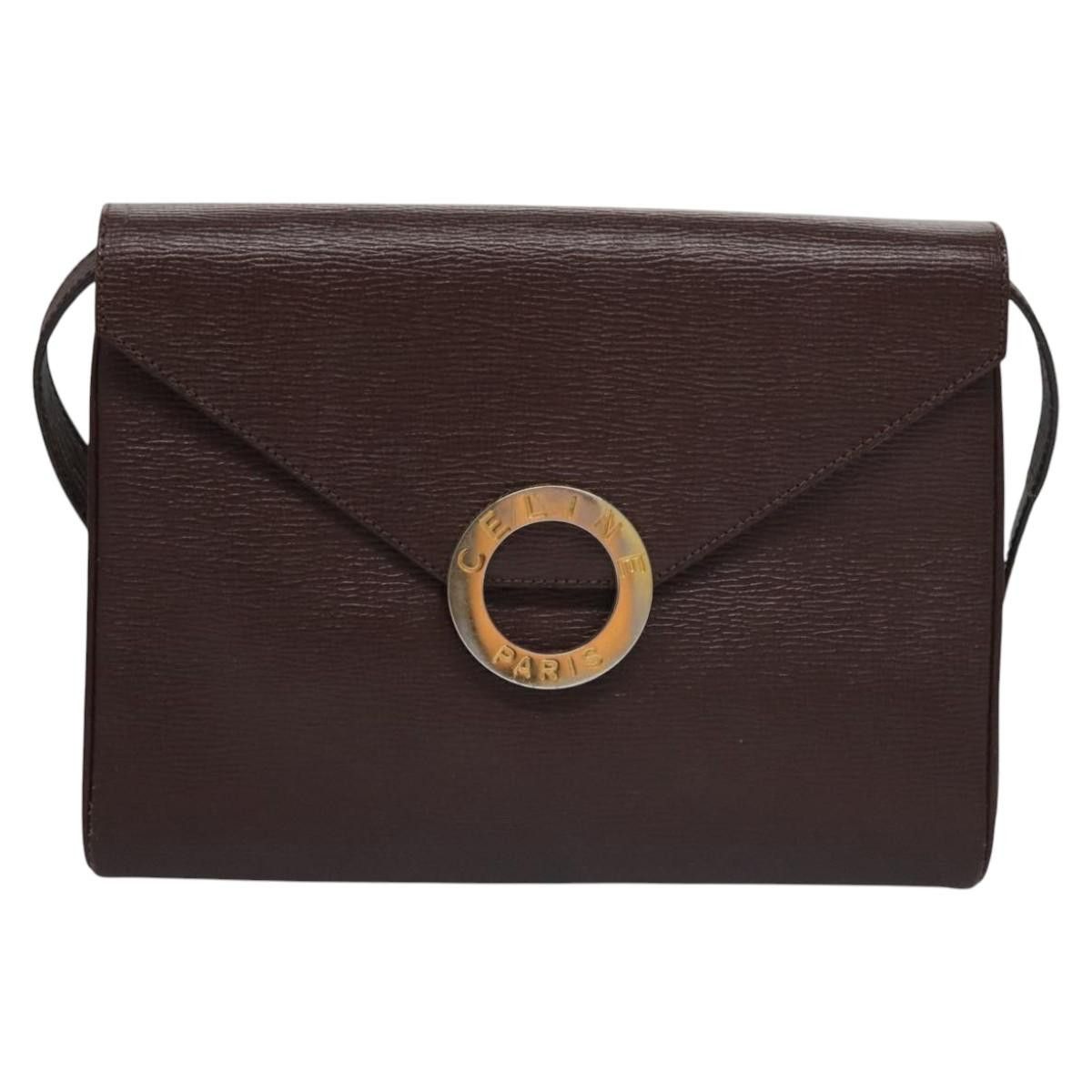 Celine CELINE Circle Shoulder Bag Leather Brown Gold Size ONE SIZE - 2 Thumbnail