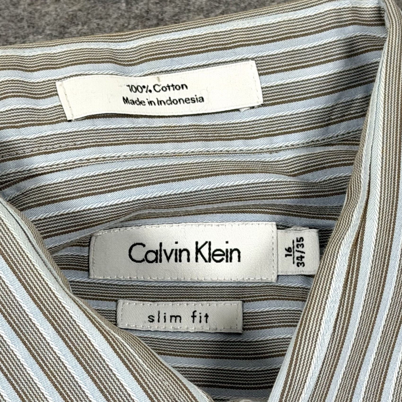Calvin Klein Calvin Klein Slim Fit Button-Down Shirt Men’s Size 16 34/35 Gray White Stripes Shirt Mens Slim Stripe Calv in Klein Button-Down Shirt Size US L / EU 52-54 / 3 - 4 Thumbnail