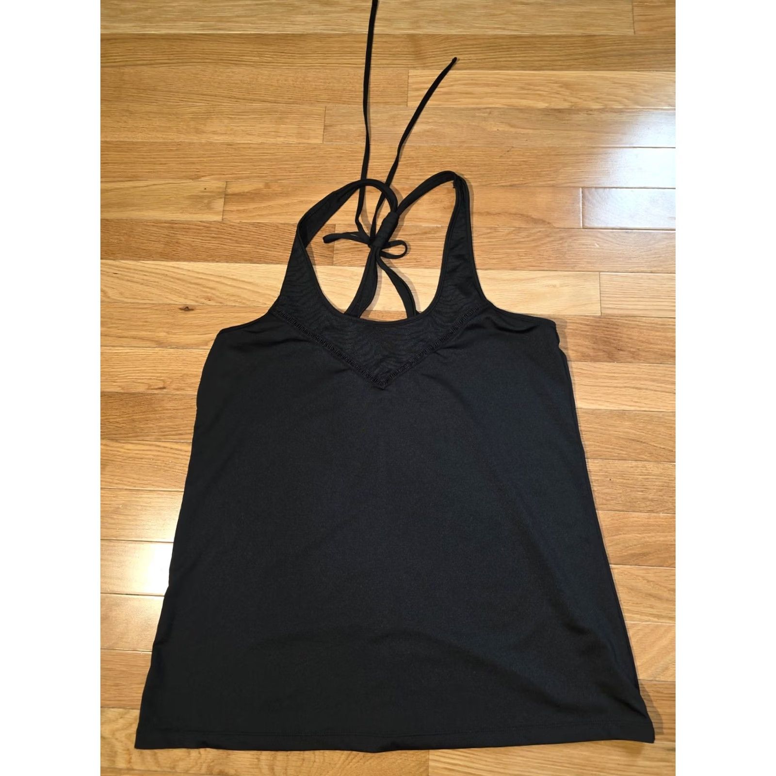 Kyodan Kyodan Racerback Tank Top Women's M Black Solid Polyester Sleeveless Scoop Neck Tie-Back Yoga Activewear Shirt Size M / US 6-8 / IT 42-44 - 2 Thumbnail