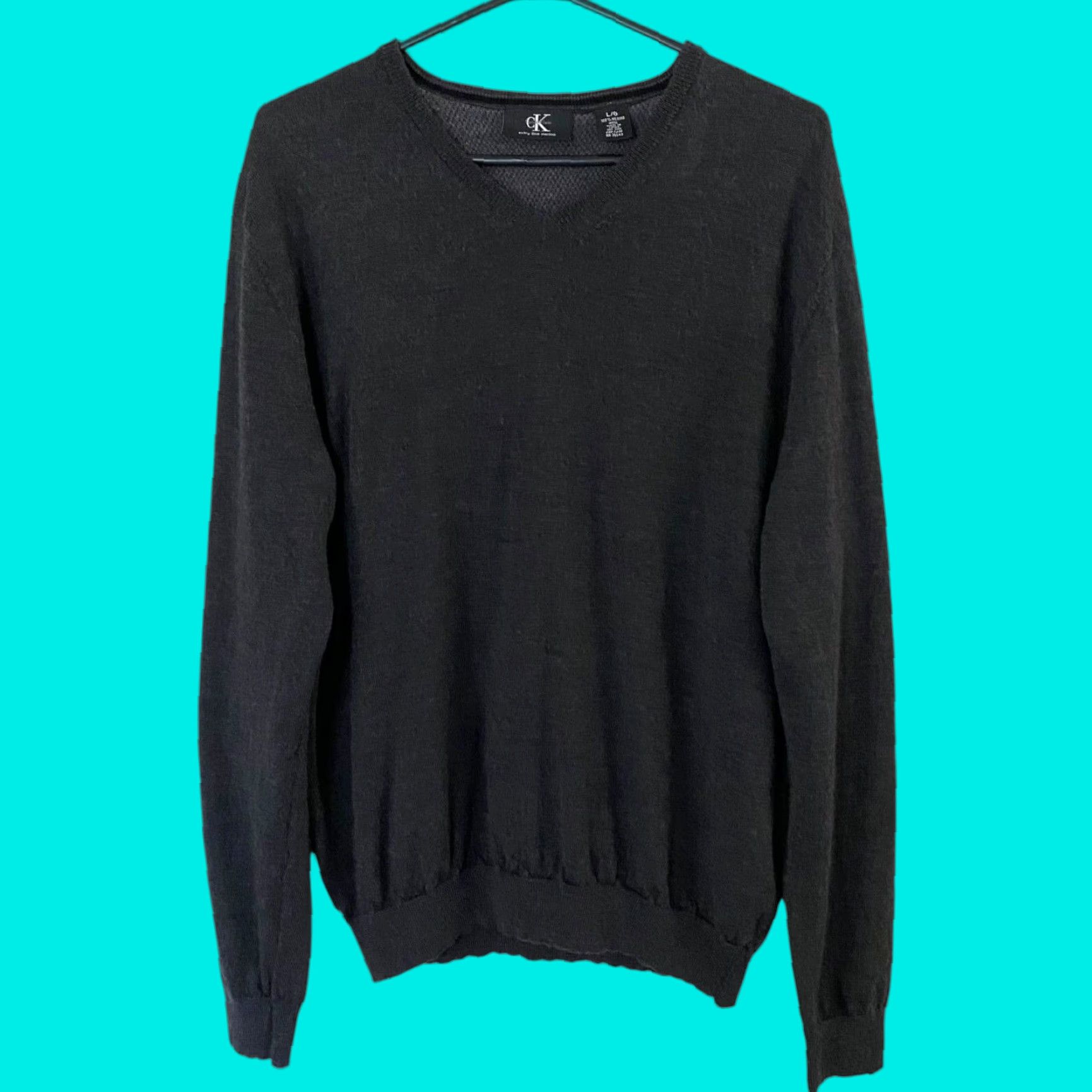Calvin Klein Calvin Klein Merino Wool Sweater Gray V-Neck Pullover Long Sleeve Men L" Size US L / EU 52-54 / 3 - 1 Thumbnail