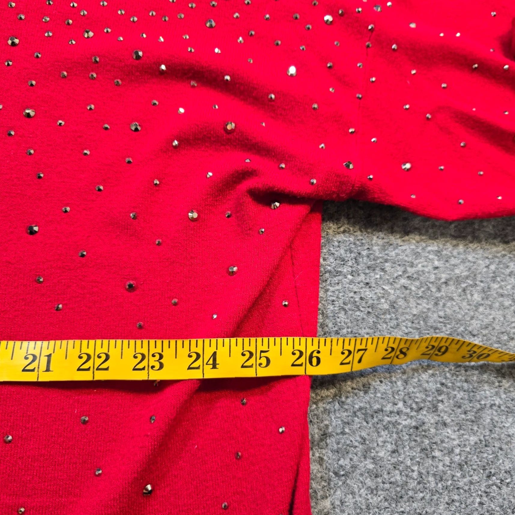 Vintage Vila Milano Sweater Womens Size 2X Red Wool Blend Rhinestone Holiday Pullover Size XXL / US 16-18 / IT 52-54 - 5 Thumbnail