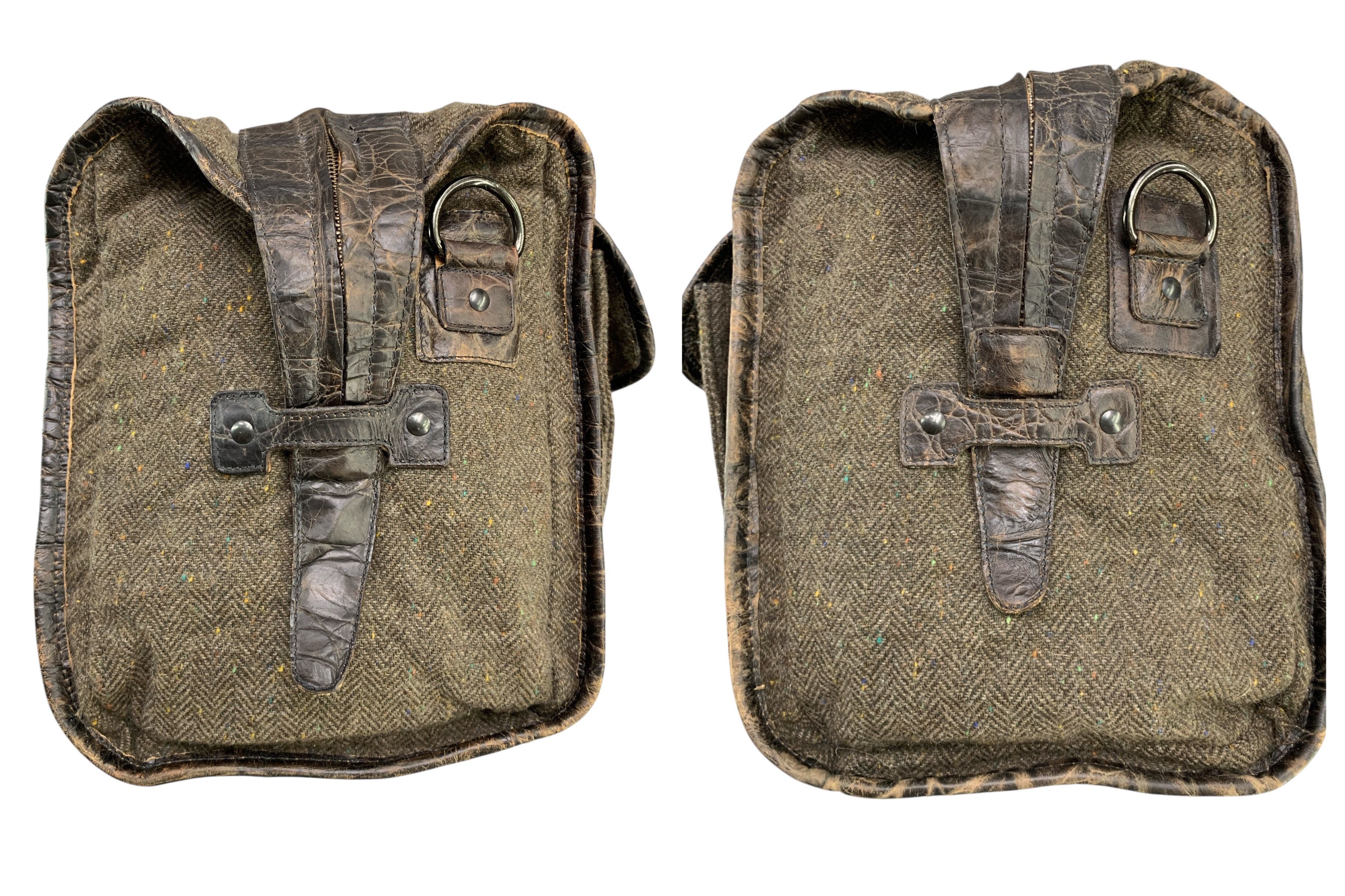 Japanese Brand × Vintage LINKSOUL by BELDING Boston Bag Leather Wool Herringbone Size ONE SIZE - 4 Thumbnail