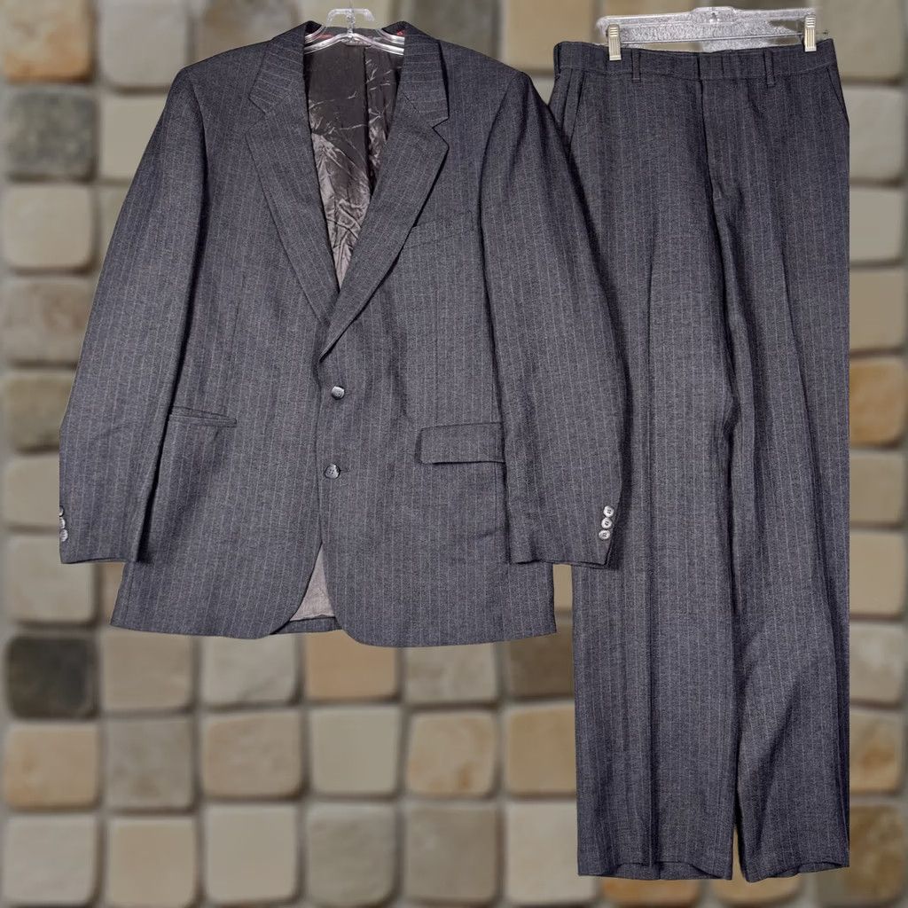 Levi's VINTAGE Levi'S Suit Mens 42 Gray Action Men 42L Strauss Business Class Piece Set USA Dacron Size 42R - 1 Thumbnail