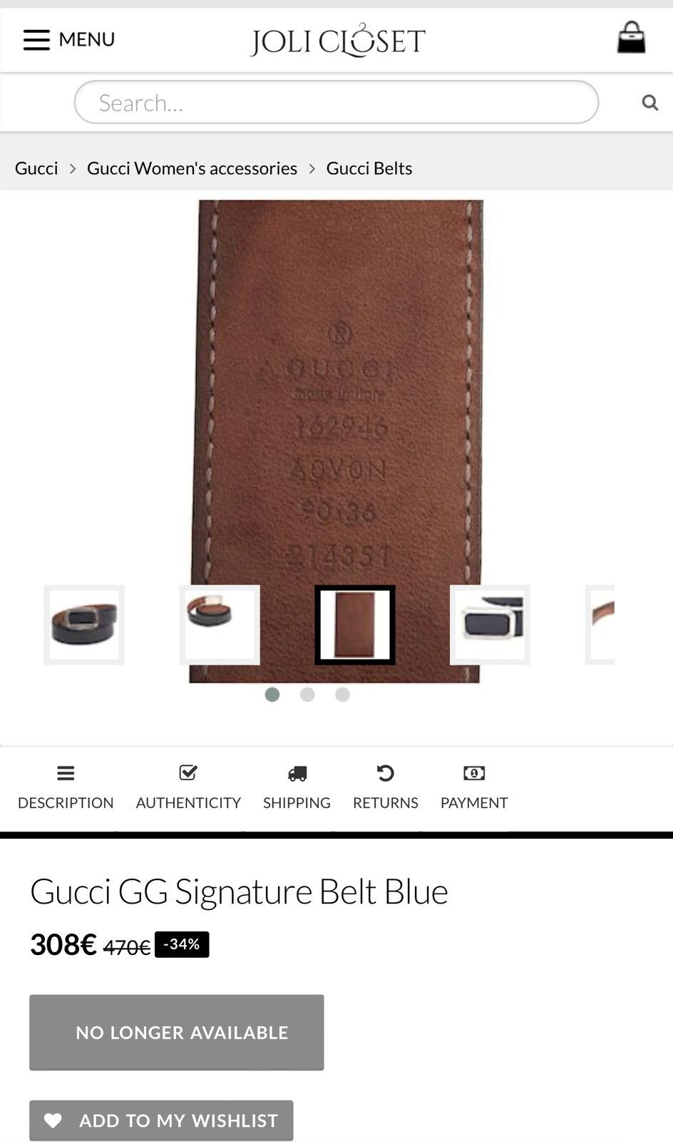Gucci Gucci Dark Guccissima Leather Square Buckle Size ONE SIZE - 18 Thumbnail