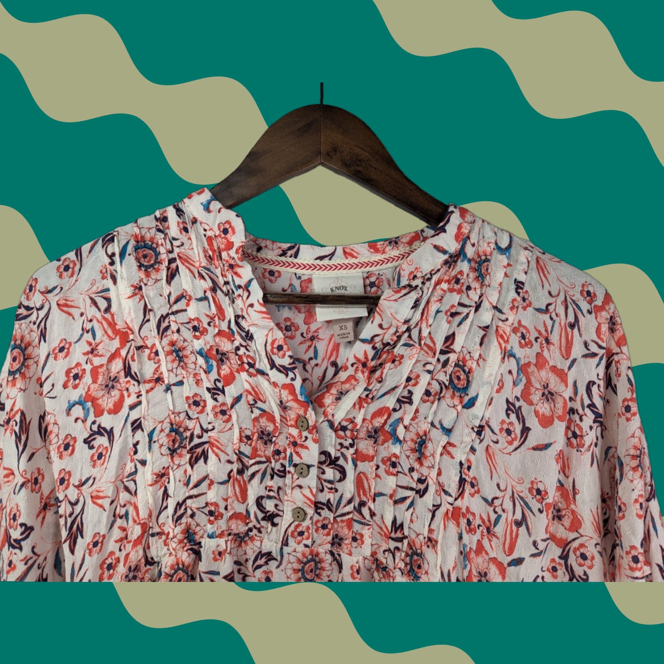 Vintage Knox Rose Blouse Women's XS Button-Up Tunic Short Sleeve Boho Floral Pink Size XS / US 0-2 / IT 36-38 - 1 Thumbnail