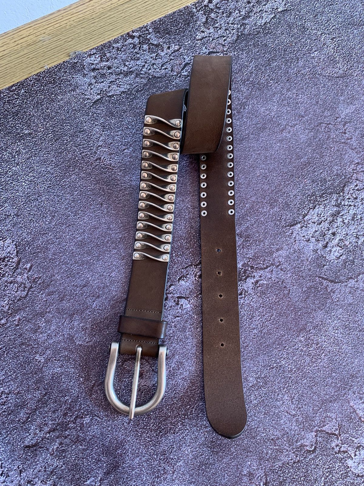 Vintage Berge Italy Leather Metal Avant Garde Opium Belt 95cm Size ONE SIZE - 6 Thumbnail