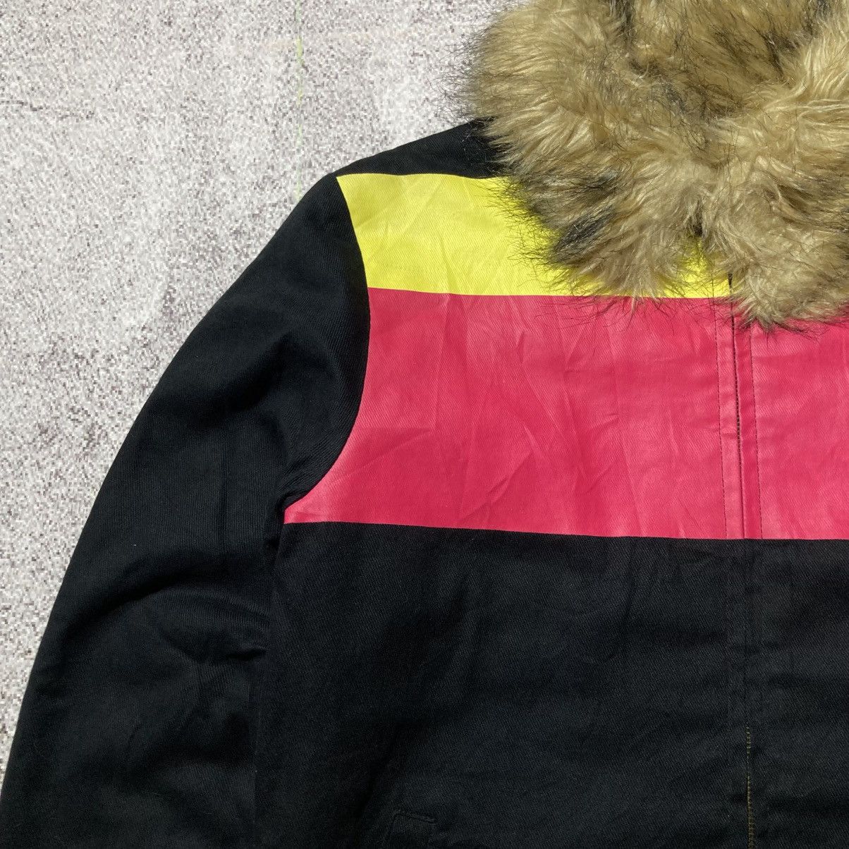 Japanese Brand 2000s CocoLulu Canvas Fur Work Jacket Black Punk Style Size US M / EU 48-50 / 2 - 6 Thumbnail