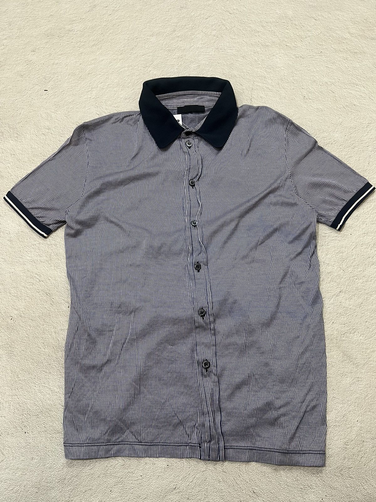 2000s Prada Stripe Knit Collar Polo Shirt