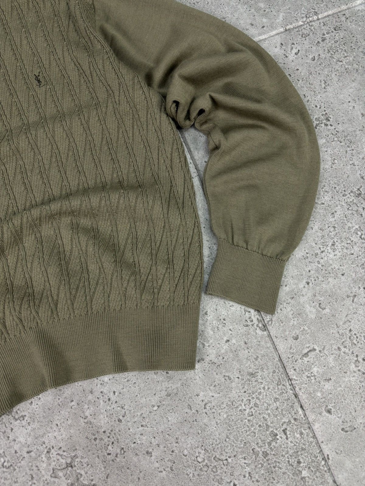 Designer × Yves Saint Laurent 90s RARE Yves Saint Laurent YSL Sweater Knitwear Khaki Size US L / EU 52-54 / 3 - 6 Thumbnail