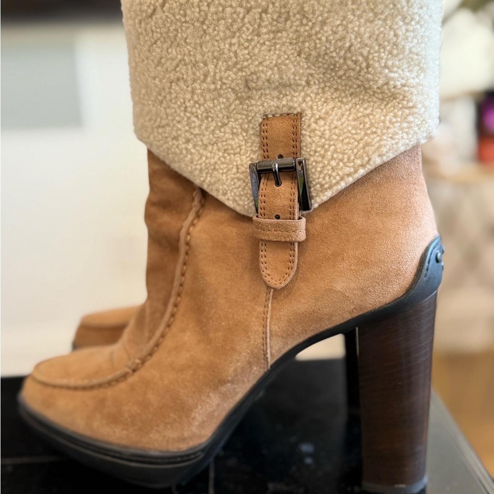 Tod's Tod's Tan and Cream Heeled Boots Size US 8.5 / IT 38.5 - 2 Thumbnail