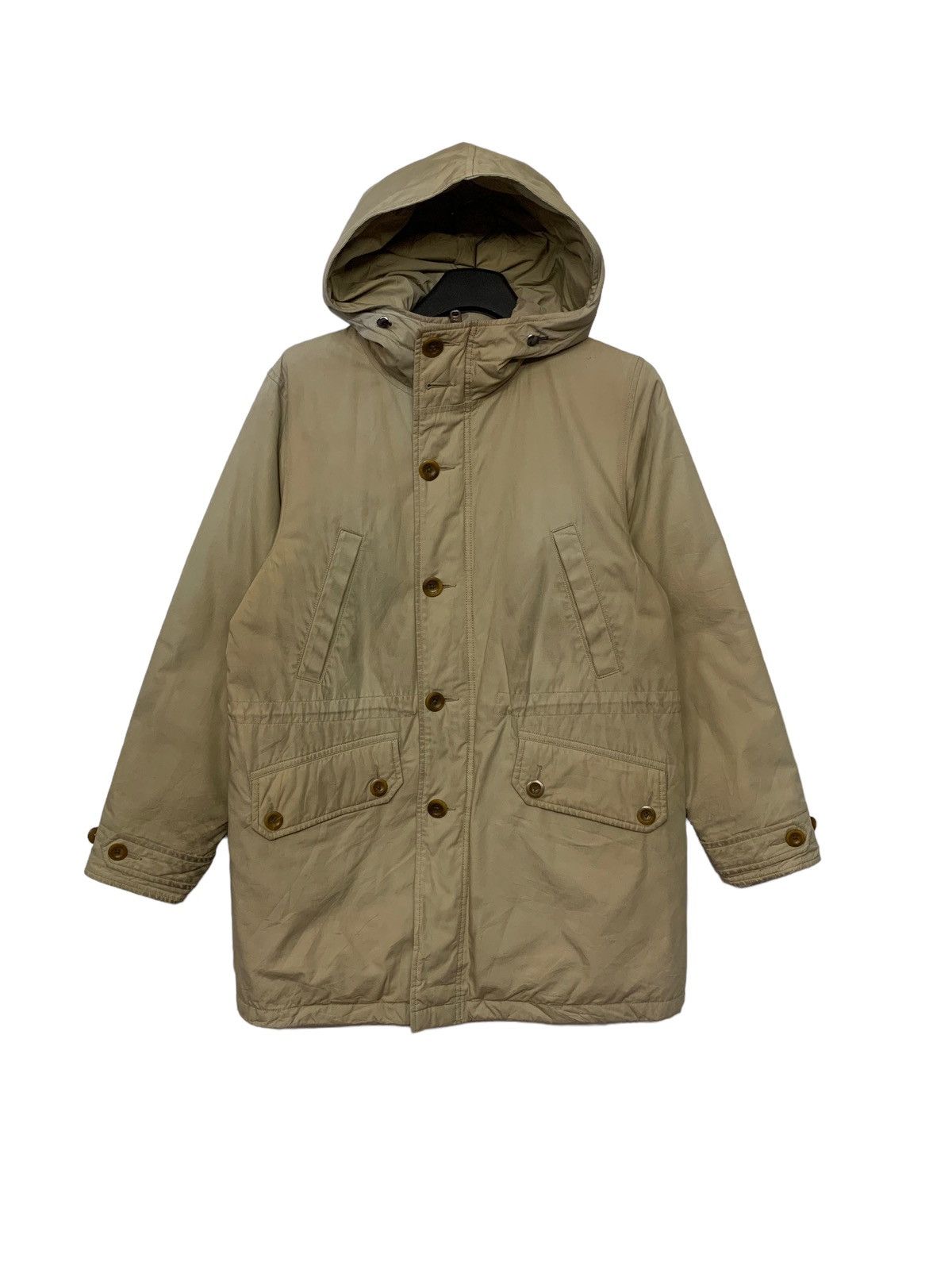 image of Margaret Howell Margeret Howell Zipper Down Long Jacket in Cream, Men's (Size Medium)