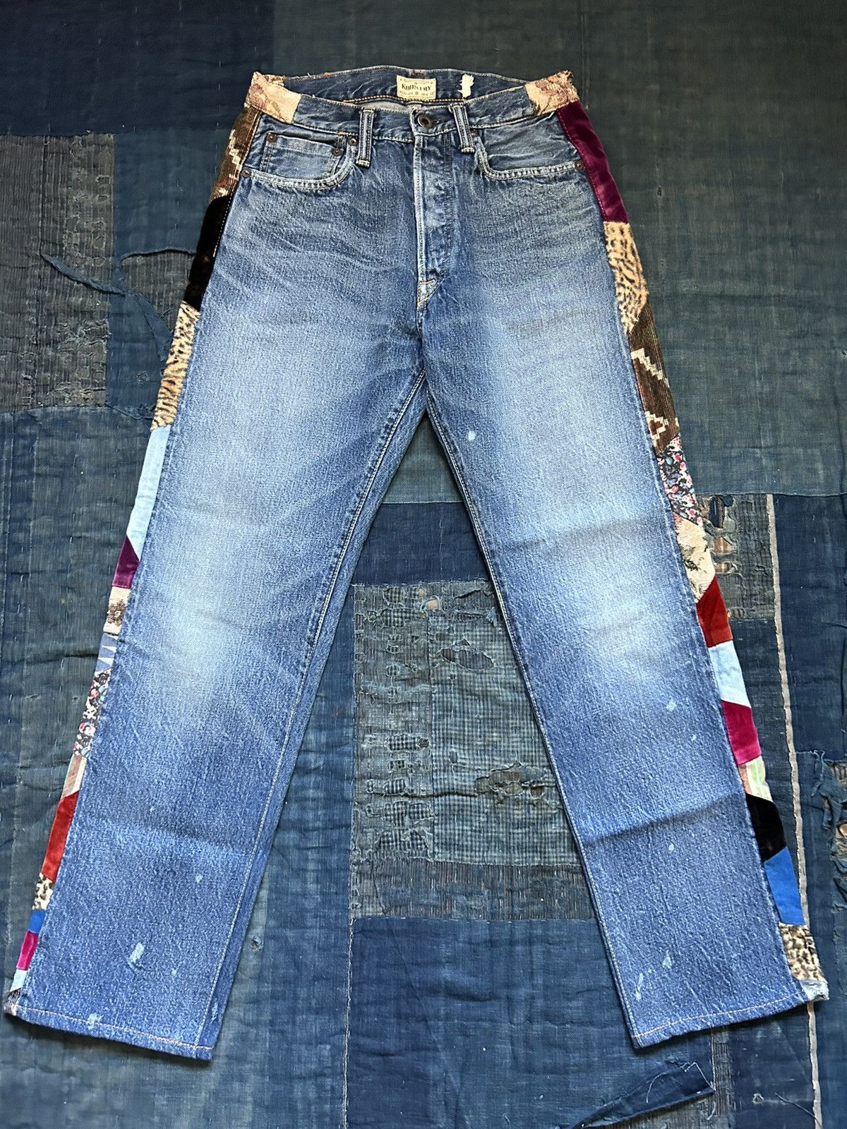 image of Kapital Reconstructed Side Line Denim Pants in Indigo, Men's (Size 26)