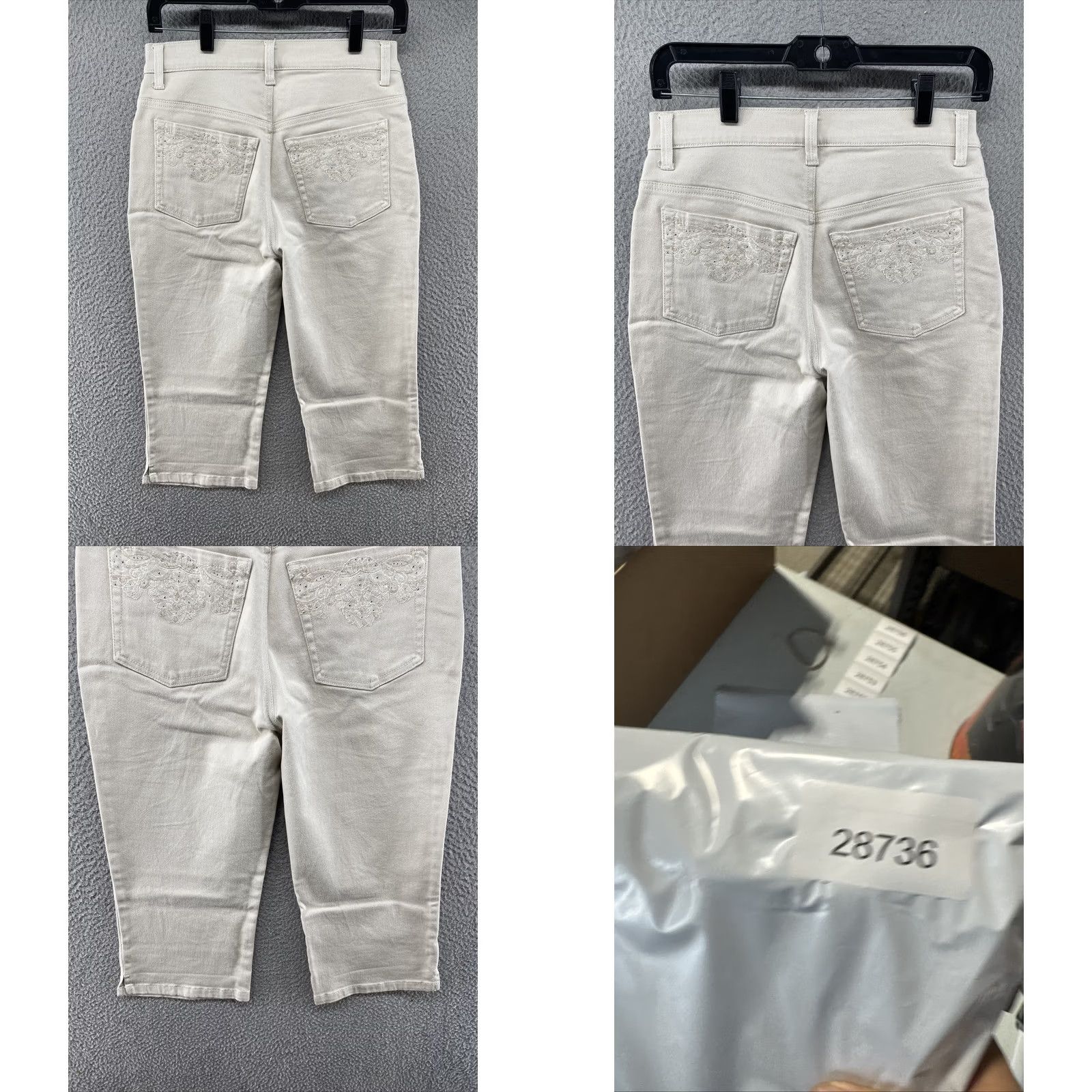 Gloria Vanderbilt Gloria Vanderbilt Amanda Skimmer Capri Pants Beige 4P Petite Denim Slim Straight Ladies Classic Beach Designer" Size 27" / US 4 / IT 40 - 8 Thumbnail