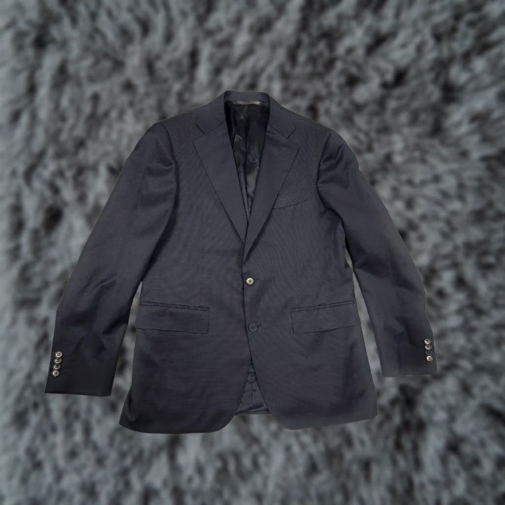 Canali VINTAGE Canali Italy Design 15280 Modern Fit 2 button Business Classic Suit Dark Blue Wool Size 50R - 1 Thumbnail