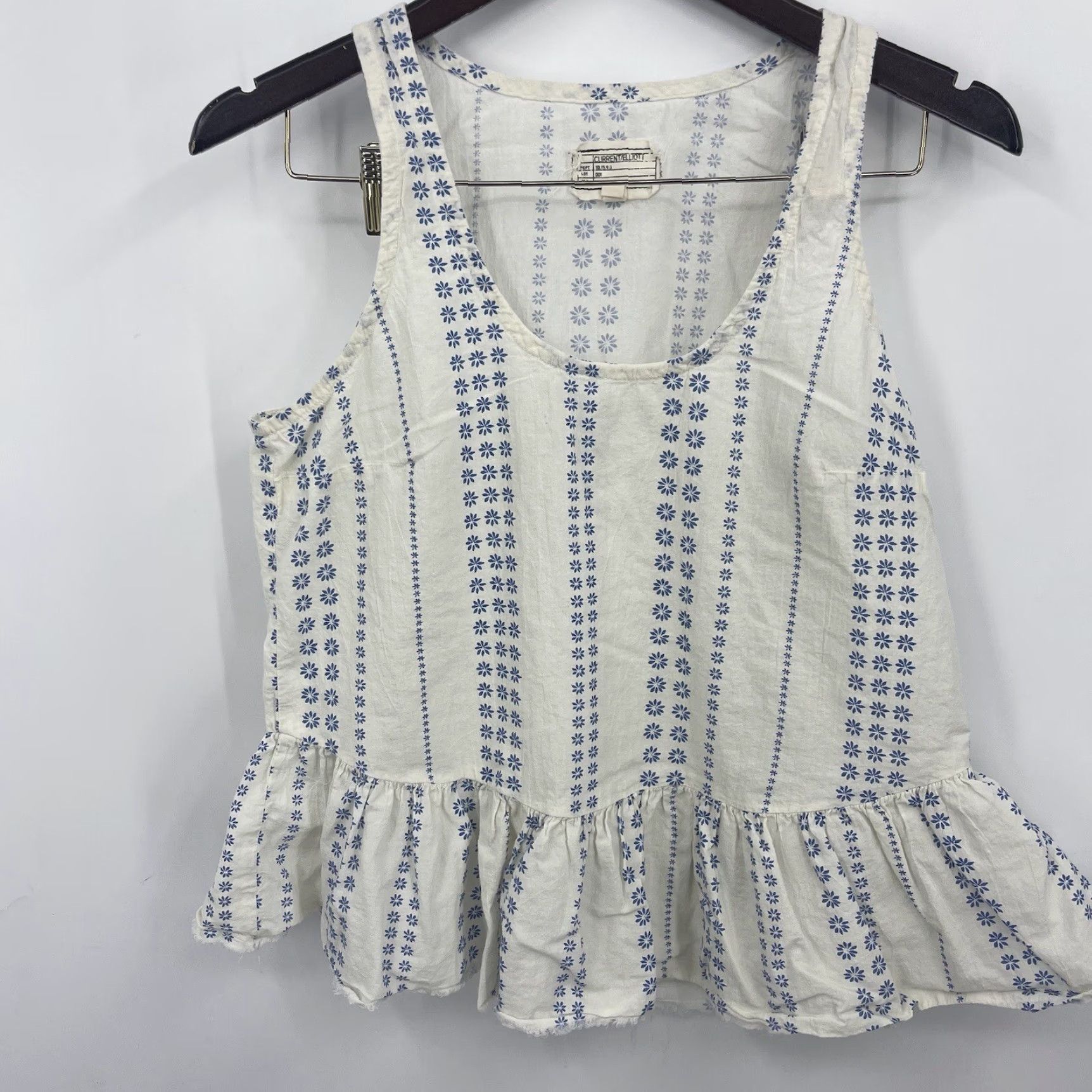 Vintage Current/Elliott blouse Womens M Daisy Stripe Ballet Tank White Cottagecore Tank Top White Bohemian All Seasons Womens Size M / US 6-8 / IT 42-44 - 2 Thumbnail