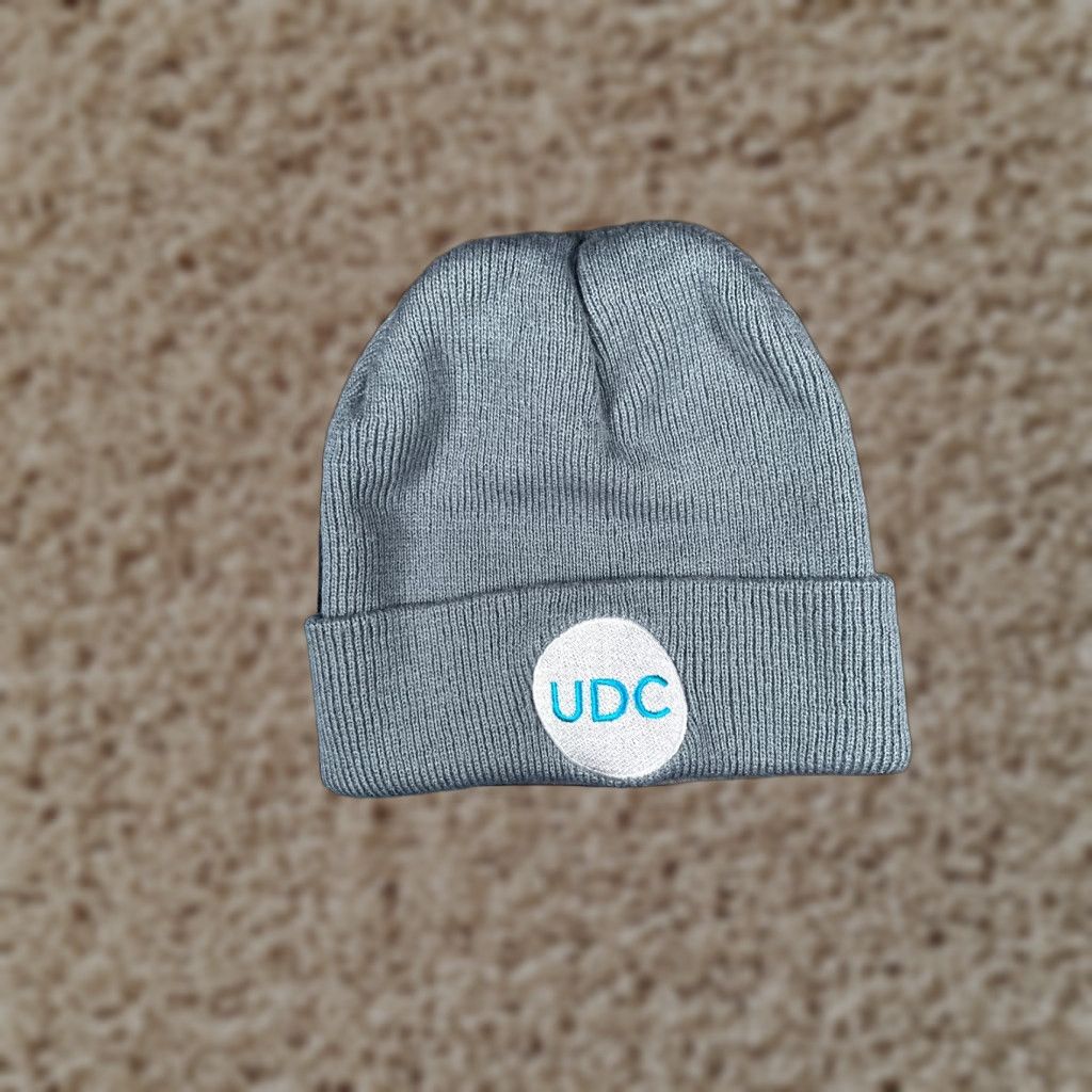 Vintage UDC Beanie Toque Adult One Size Blue Knit Acrylic Embroidered Camp Snow Ski Hat/Cap Beanie Mens Winter Ski Theme Size ONE SIZE - 1 Thumbnail
