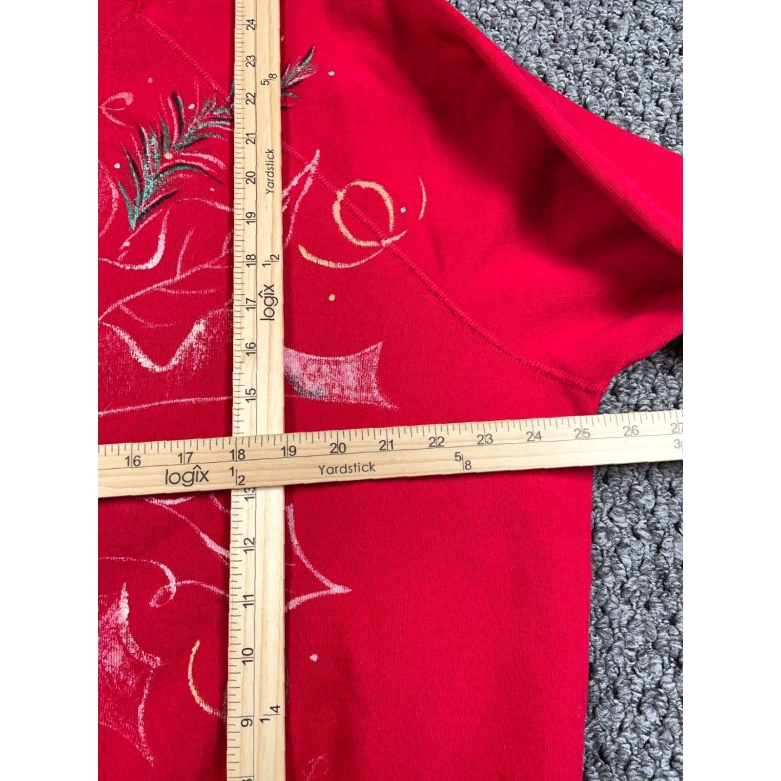 Vintage VINTAGE 80s Christmas Poinsettia Sweatshirt Women's 2X Red Bassett-Walker Tag Pullover Raglan Crew Neck Holiday Size XXL / US 16-18 / IT 52-54 - 6 Thumbnail