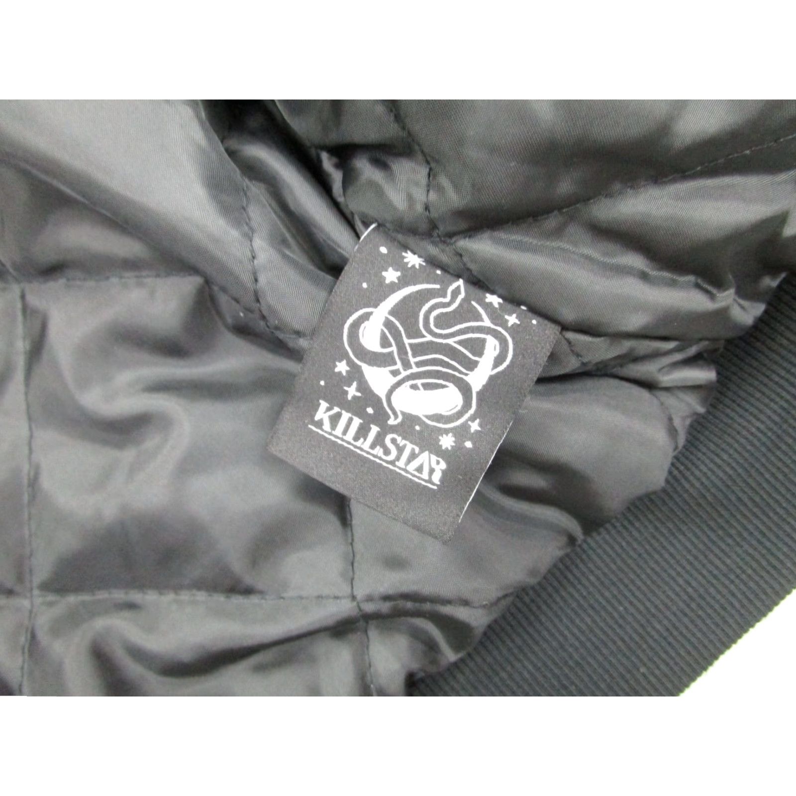 Killstar KILLSTAR Fearless Varsity Jacket Womens Medium Black Quilted Skull Gothic Bomber Size M / US 6-8 / IT 42-44 - 5 Thumbnail