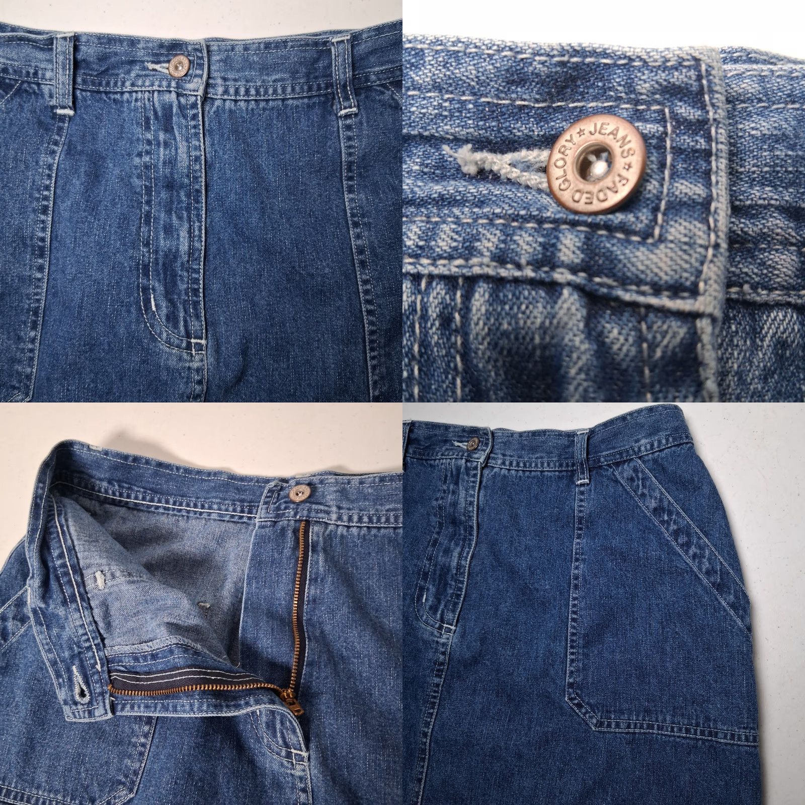 Faded Glory VINTAGE Faded Glory Skirt Jean Denim Midi 90s 1990s Y2K Blue Cotton Button Pockets Womens Size 12 Size 34" / US 12 / IT 48 - 9 Thumbnail