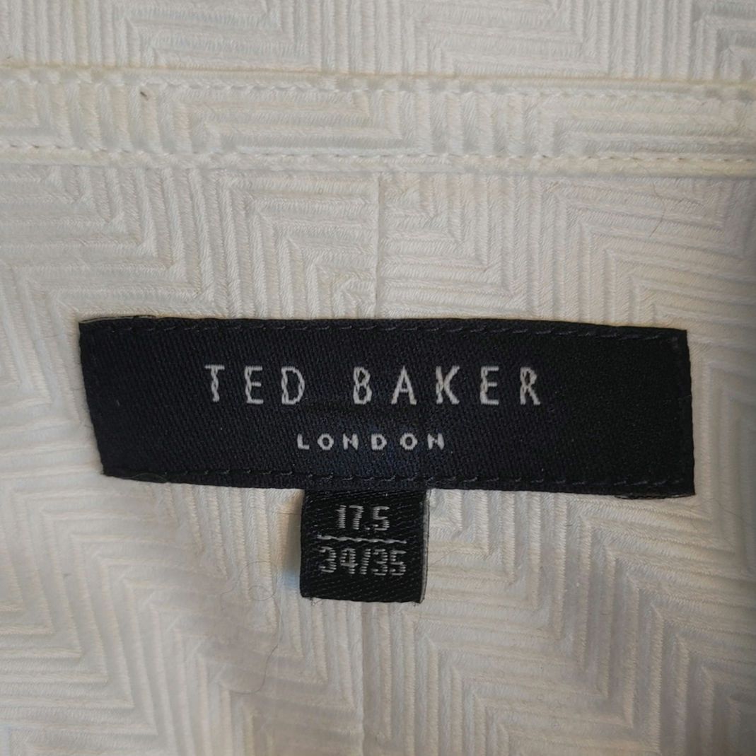 Ted Baker Ted Baker London Men's 17.5 34/35 White LS Dress Shirt Size US XL / EU 56 / 4 - 3 Thumbnail