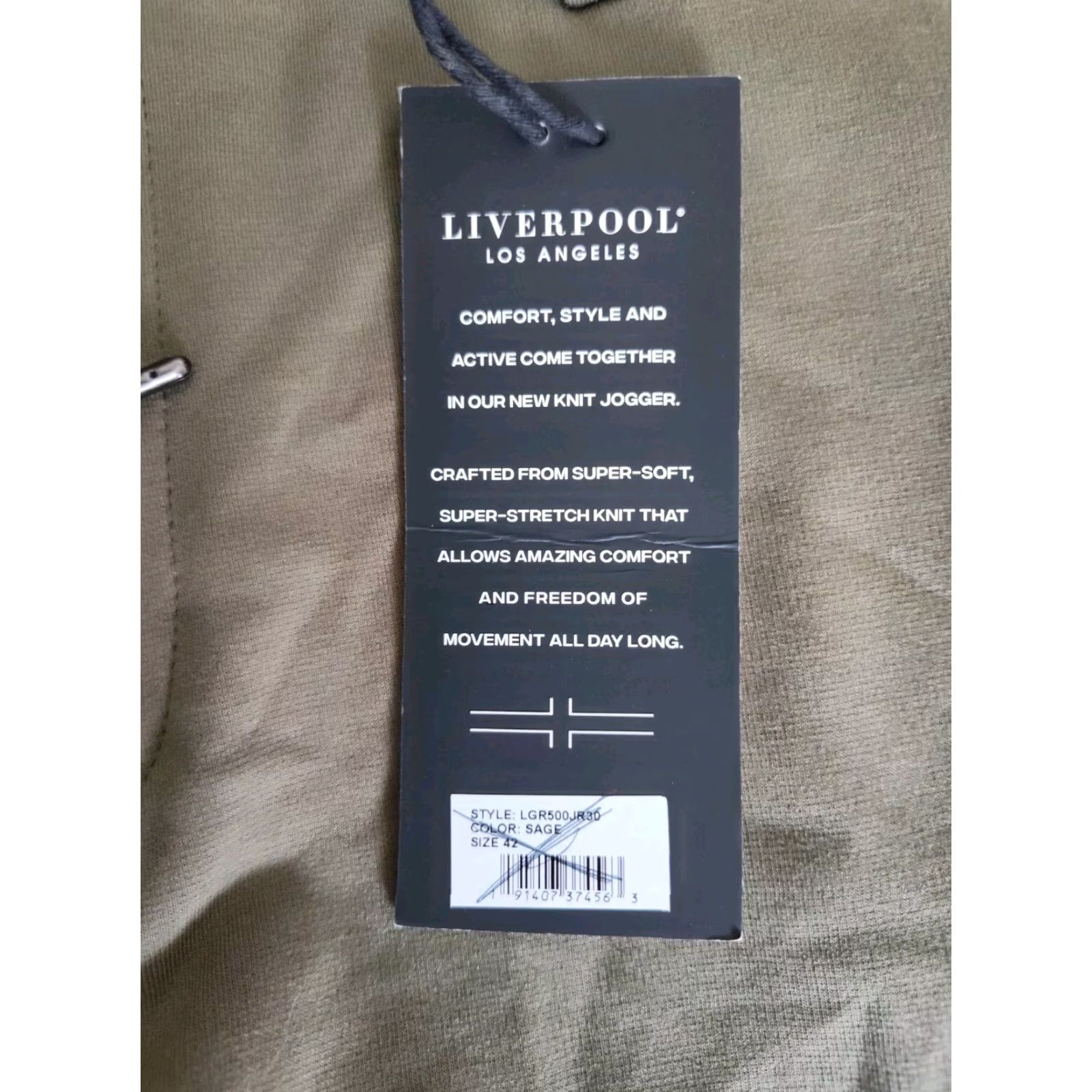 Vintage Liverpool Los Angeles Men's Slim Fit Knit Joggers Sage Green Size 42X30 NWT Size US 42 / EU 58 - 6 Thumbnail