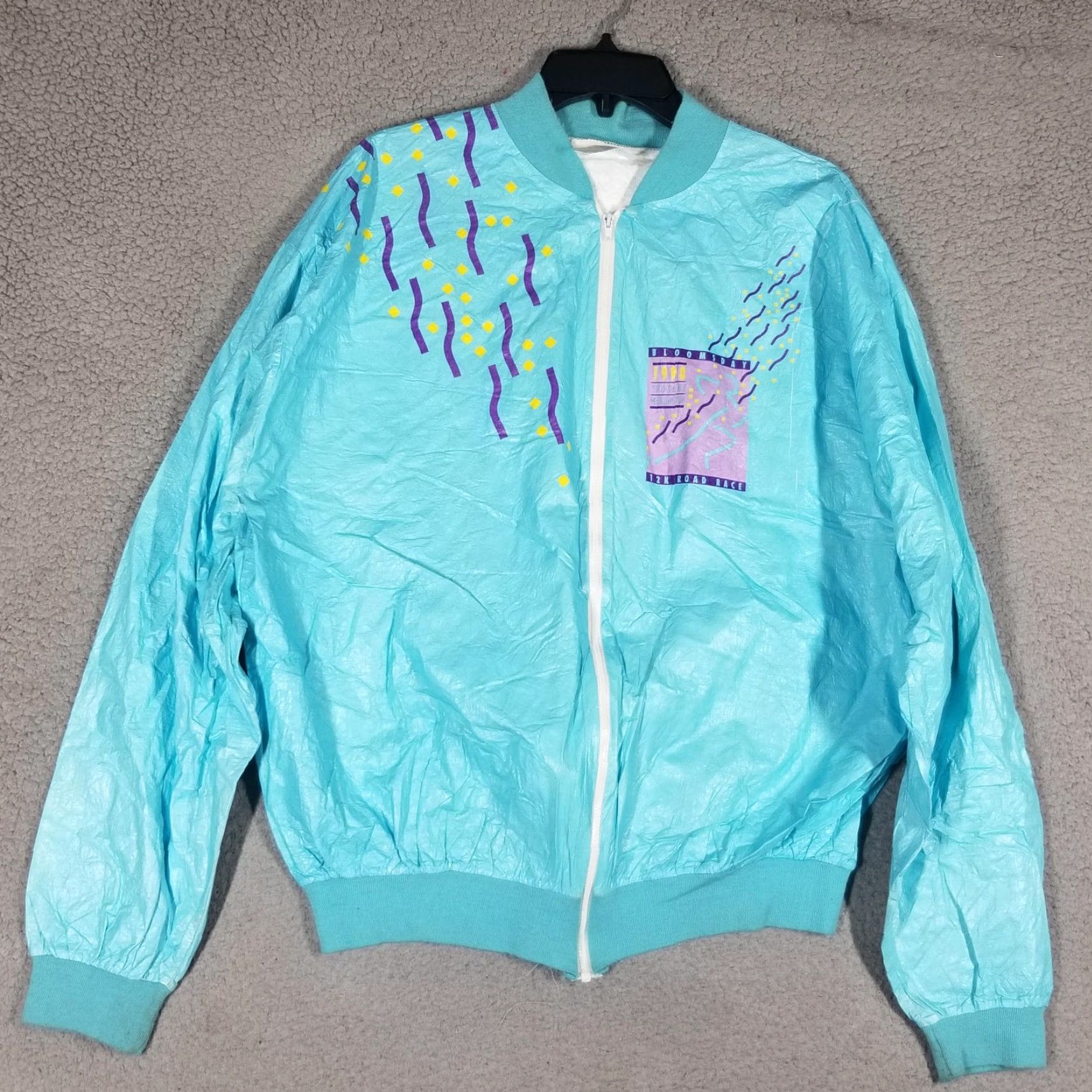 Vintage VINTAGE Graphic Jacket Windbreaker Shirt Mens XL Bloomsday 12K Road Race 1990 Running & Jogging Geometric Blue Jacket Size US XL / EU 56 / 4 - 3 Thumbnail