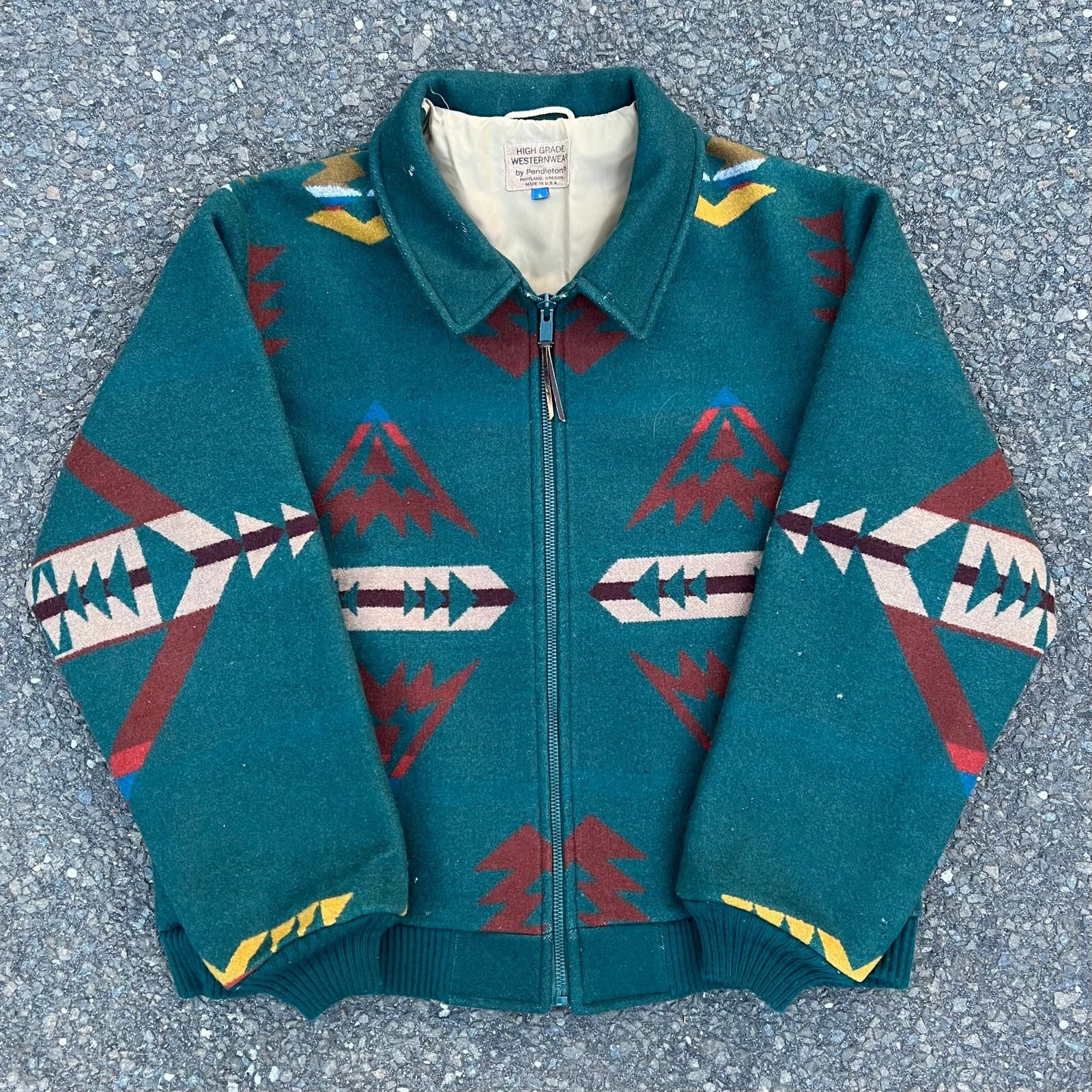 image of Pendleton Aztec High Grade Western Wear Green Jacket, Men's (Size Large)