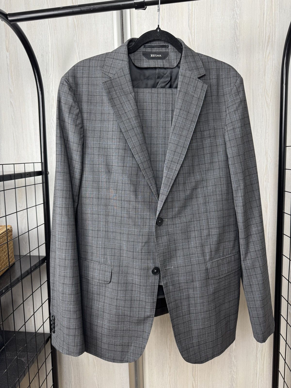 Z Zegna Z Zegna Ermenegildo Zegna wool checkered grey unlined suit Size 42L - 2 Thumbnail