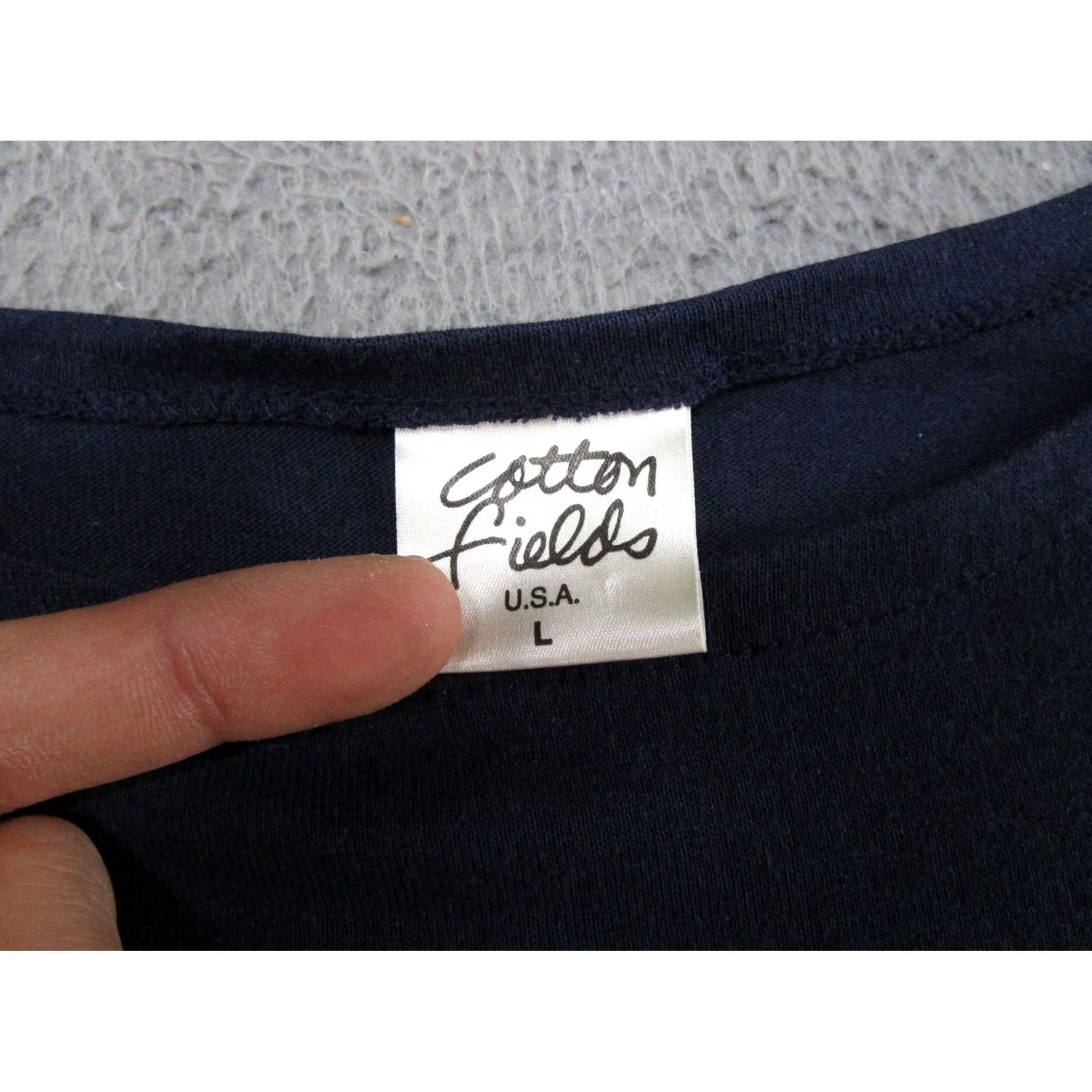 Vintage Cotton Fields T-Shirt Graphic Print Crew Neck Short Sleeve USA Theme Blue Size L Mens Regular Fit Size US L / EU 52-54 / 3 - 2 Thumbnail
