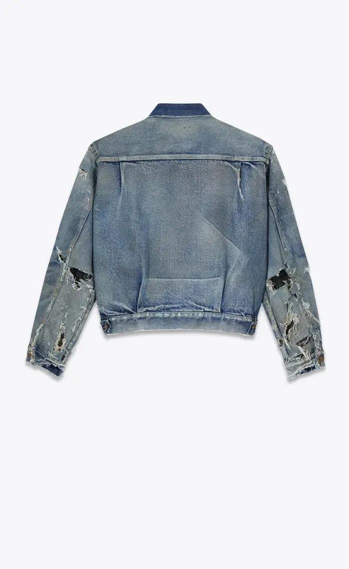 Saint Laurent Paris o1tp1o0125 Destroyed Jacket in Blue Size XS / US 0-2 / IT 36-38 - 2 Thumbnail