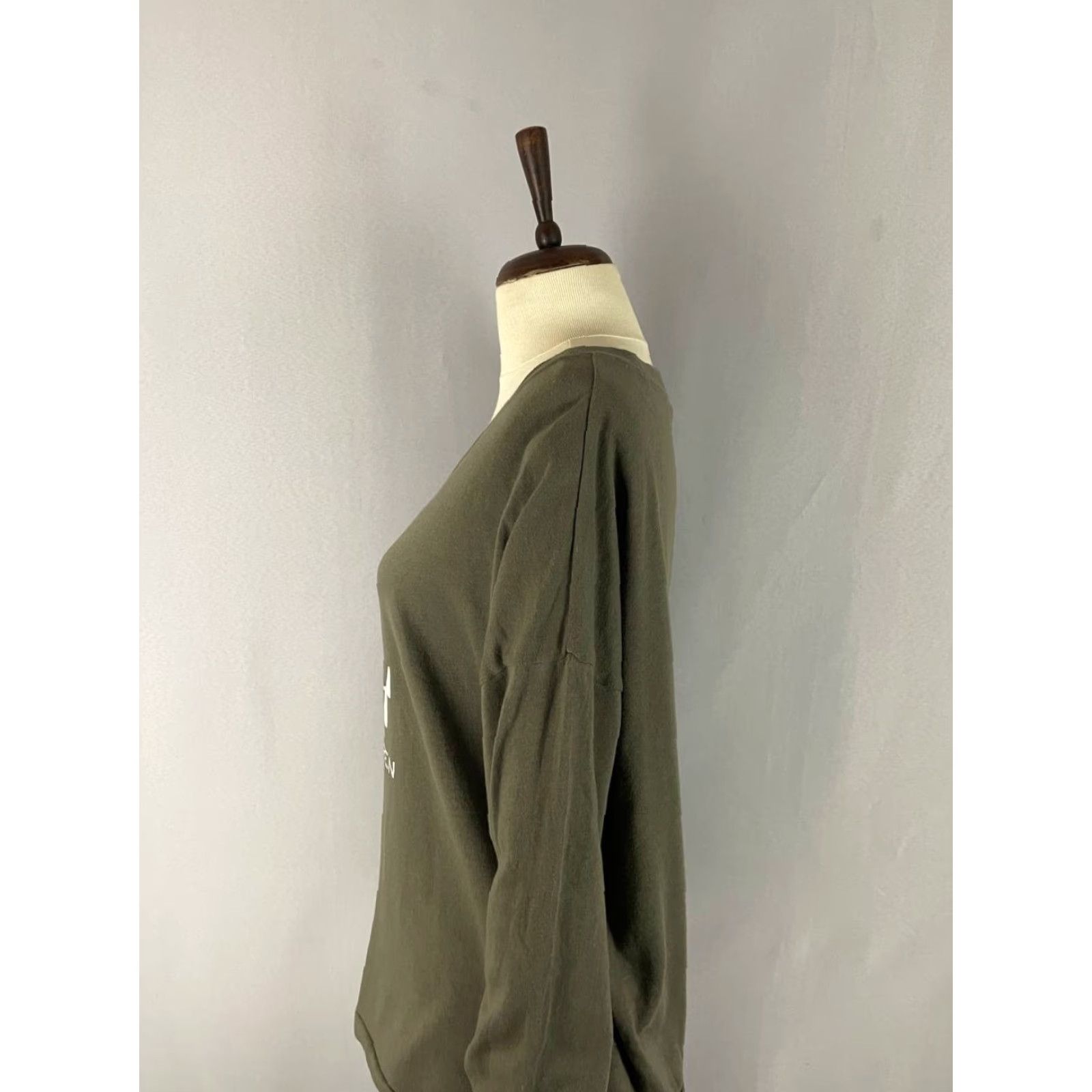 Ralph Lauren Lauren Ralph Lauren Sweatshirt Womens 2XL Olive Green Cotton Scoop Neck Pullover Crew Neck All Seasons Solid Long Sleeve Autumn Size XXL / US 16-18 / IT 52-54 - 7 Thumbnail