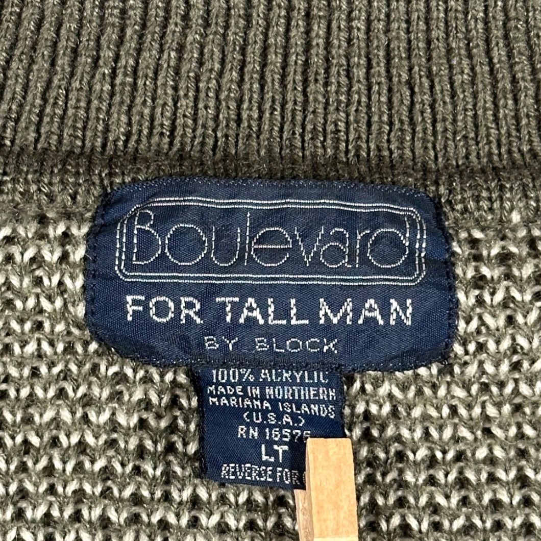 Vintage VINTAGE Boulevard Sweater Men Large Tall Gray Knit Geometric 80s USA Made Polo Size US L / EU 52-54 / 3 - 5 Thumbnail