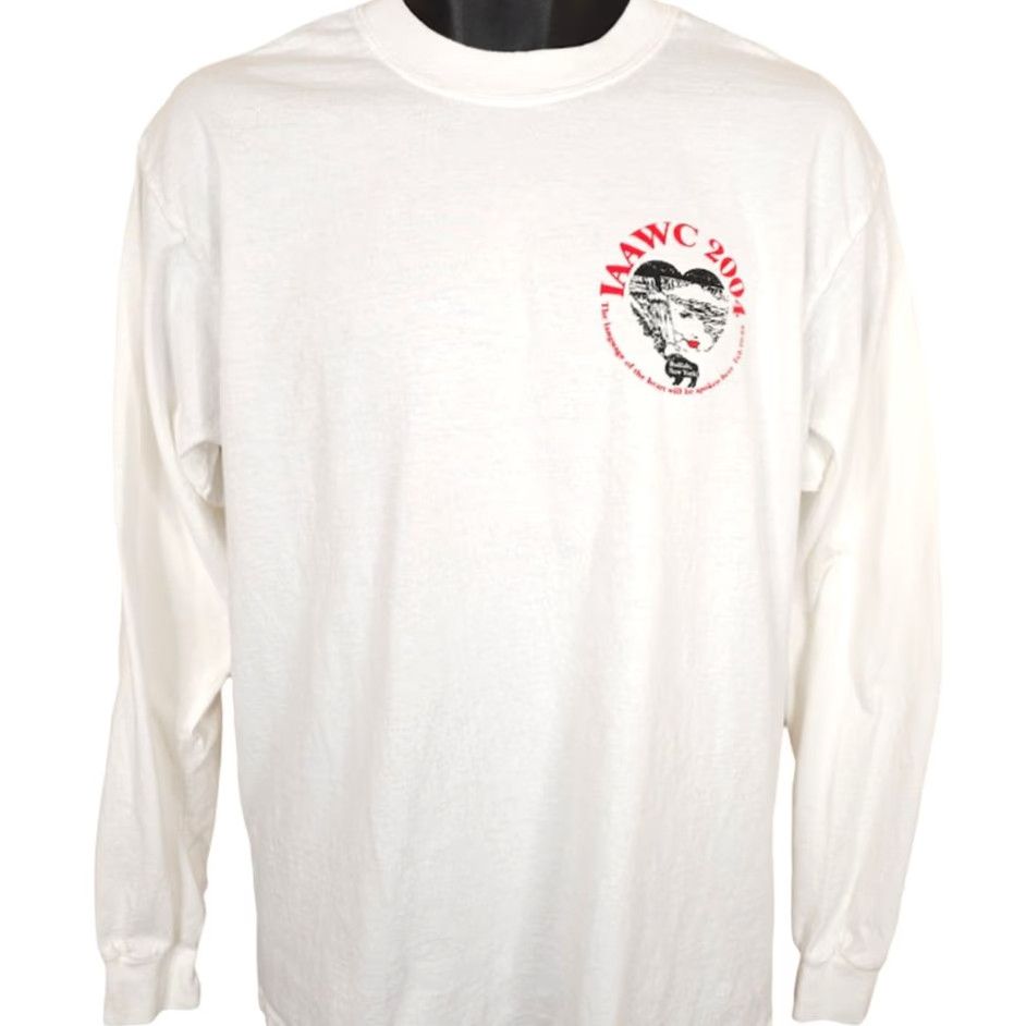 Gildan VINTAGE Gildan T Shirt Mens Size Large White Y2K 2004 IAAWC Alcoholics Anonymous The Language Of The Heart Will Be Spoken Here Womens Girls Mens Size L / US 10 / IT 46 - 2 Thumbnail